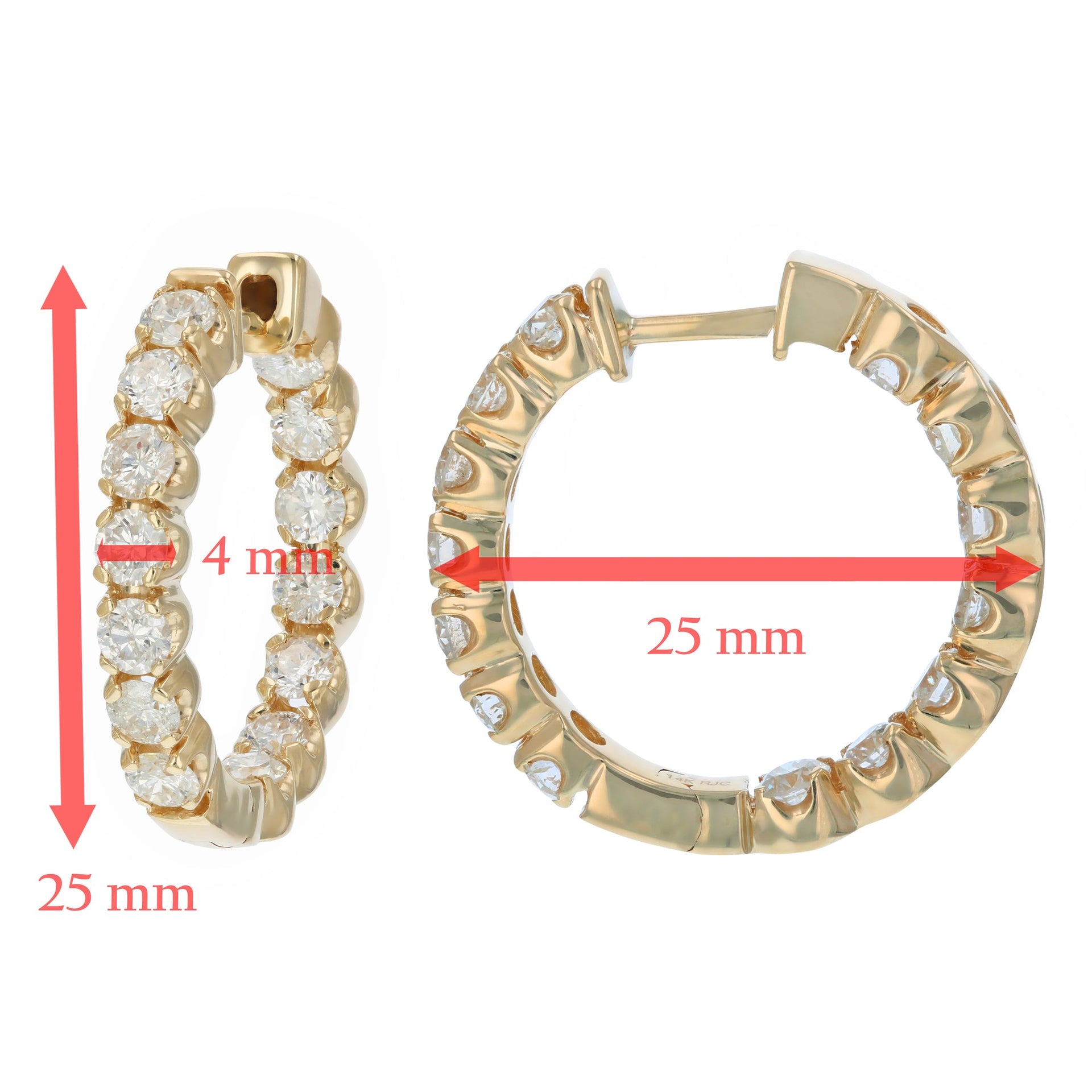 4 cttw Diamond Hoop Earrings 14K Yellow Gold