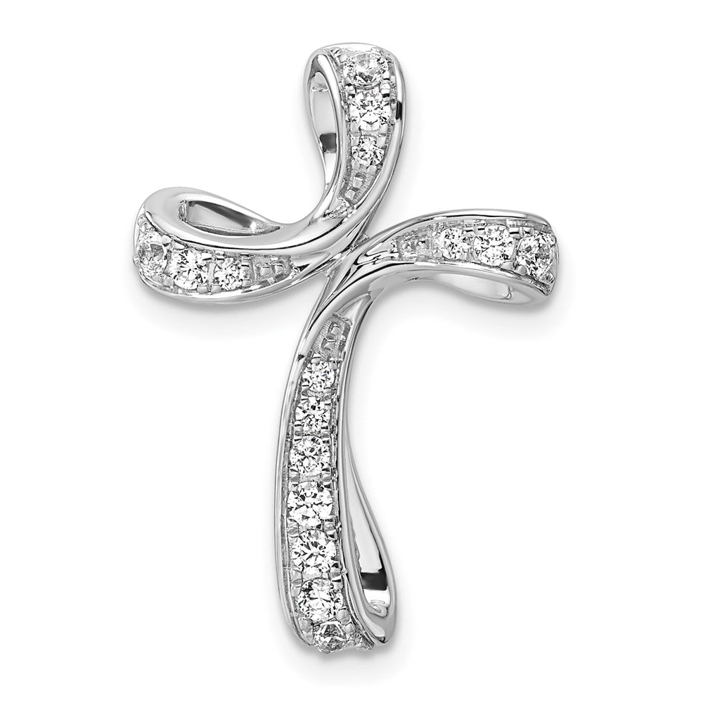 14K White Gold Lab Grown Diamond Cross Chain Slide Pendant (0.3ct VS G-H)