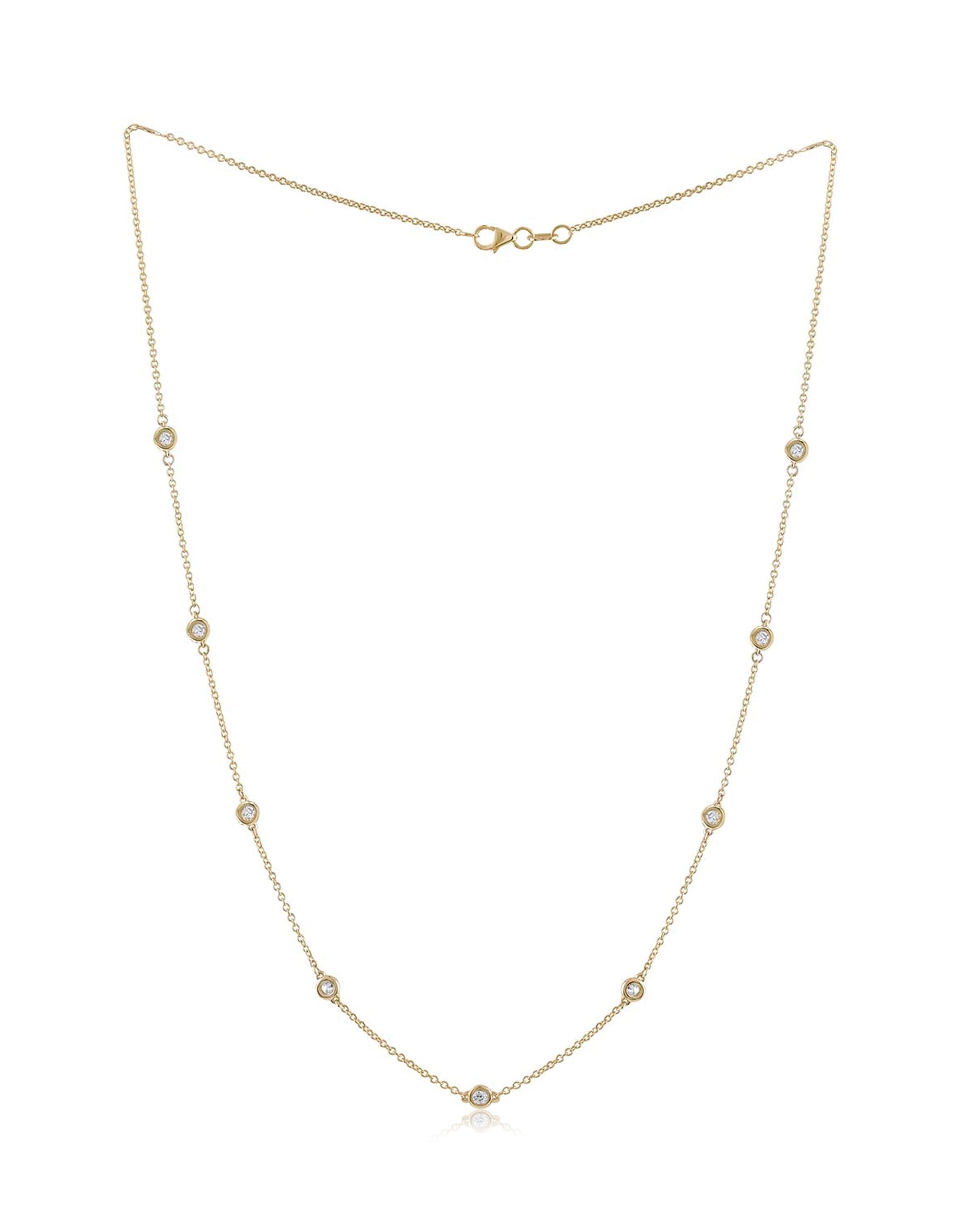14kt yellow gold, 18' diamonds-by-the-yard necklace featuring 1.00 cts tw round diamonds