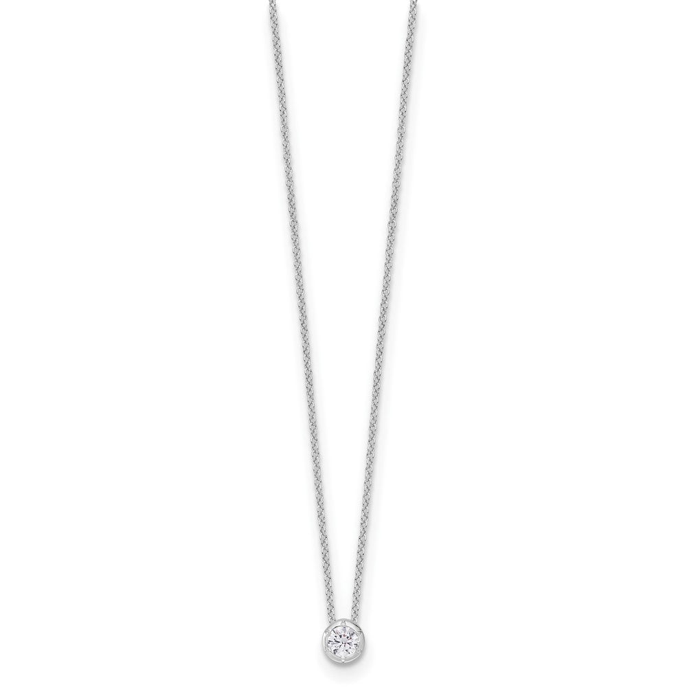 14k White Gold 1/4 CT Lab Grown Diamond Solitaire Slide Necklace 18' Clarity VS Color D-E
