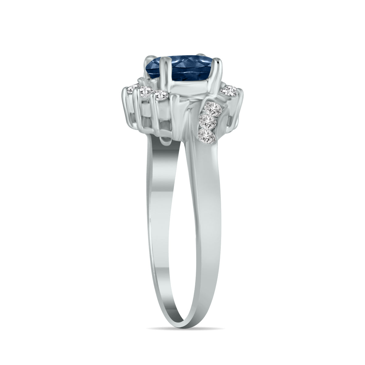 Sapphire And Diamond Royal Flower Twist Ring In 14K White Gold