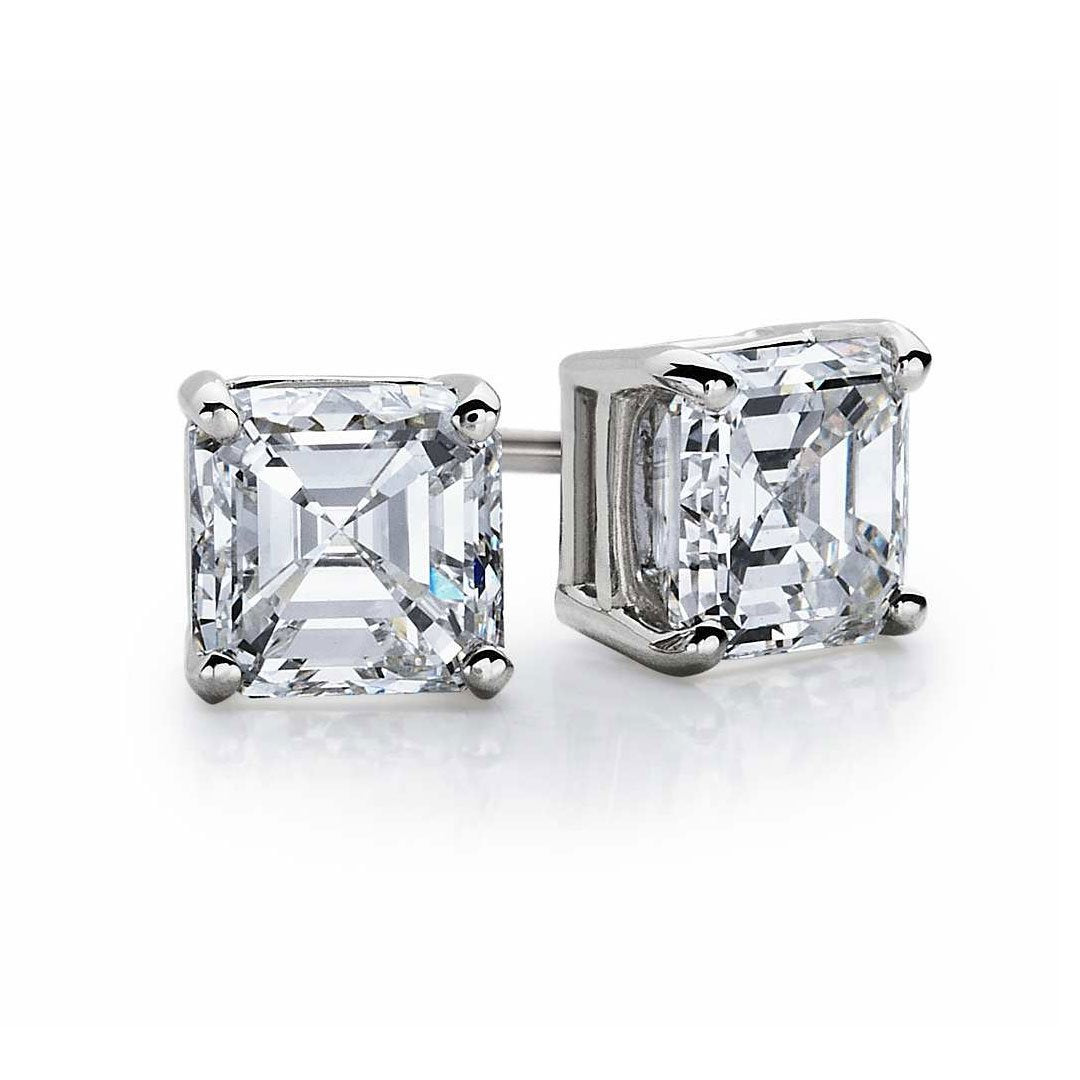 Suzy Levian Sterling Silver Asscher-Cut Cubic Zirconia 6mm 2.50 cttw Stud Earrings