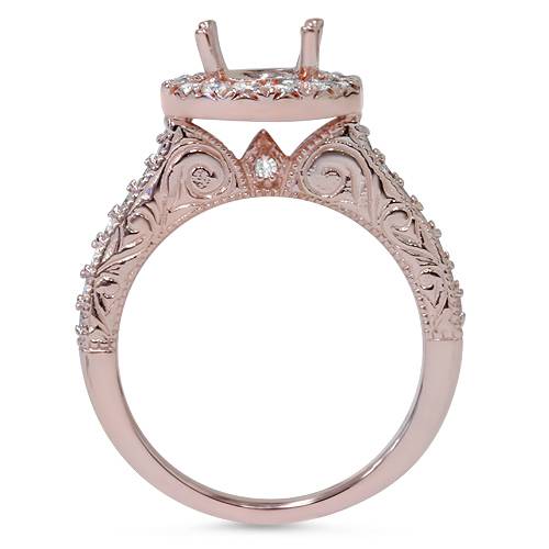 1ct Vintage Engagement Wedding Ring Semi Mount Set 14K Rose Gold