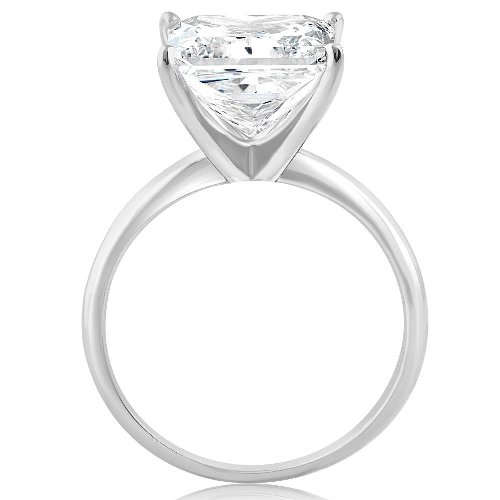 5Ct Princess Cut Solitaire Diamond 14k White Gold Engagement Ring Lab Grown