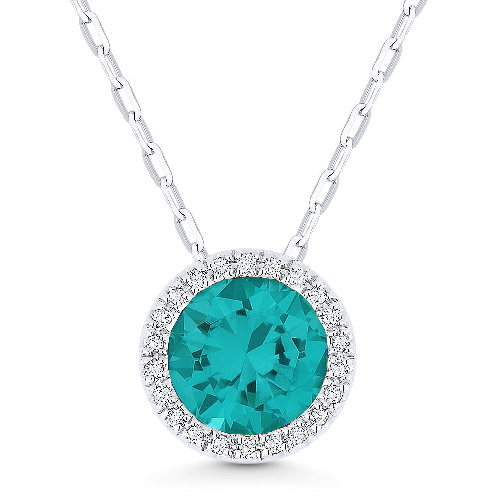 1.98ct Tourmaline Paraiba 16' pendant Necklace In 14K White Gold