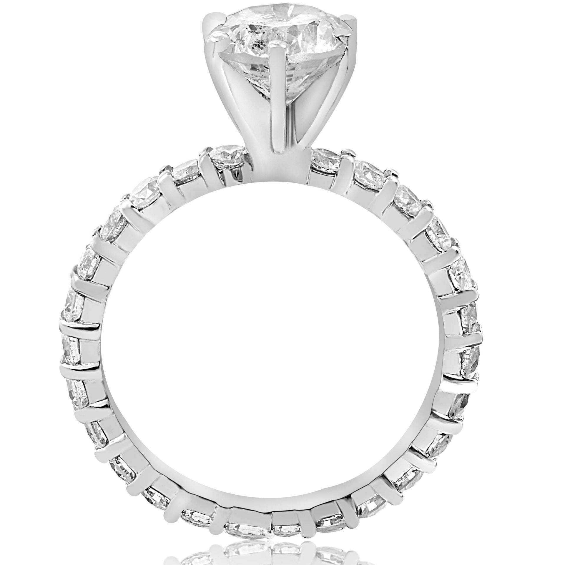 3 1/2 CT Clarity Enhanced Diamond Eternity Engagement Ring 14K Round Cut White Gold