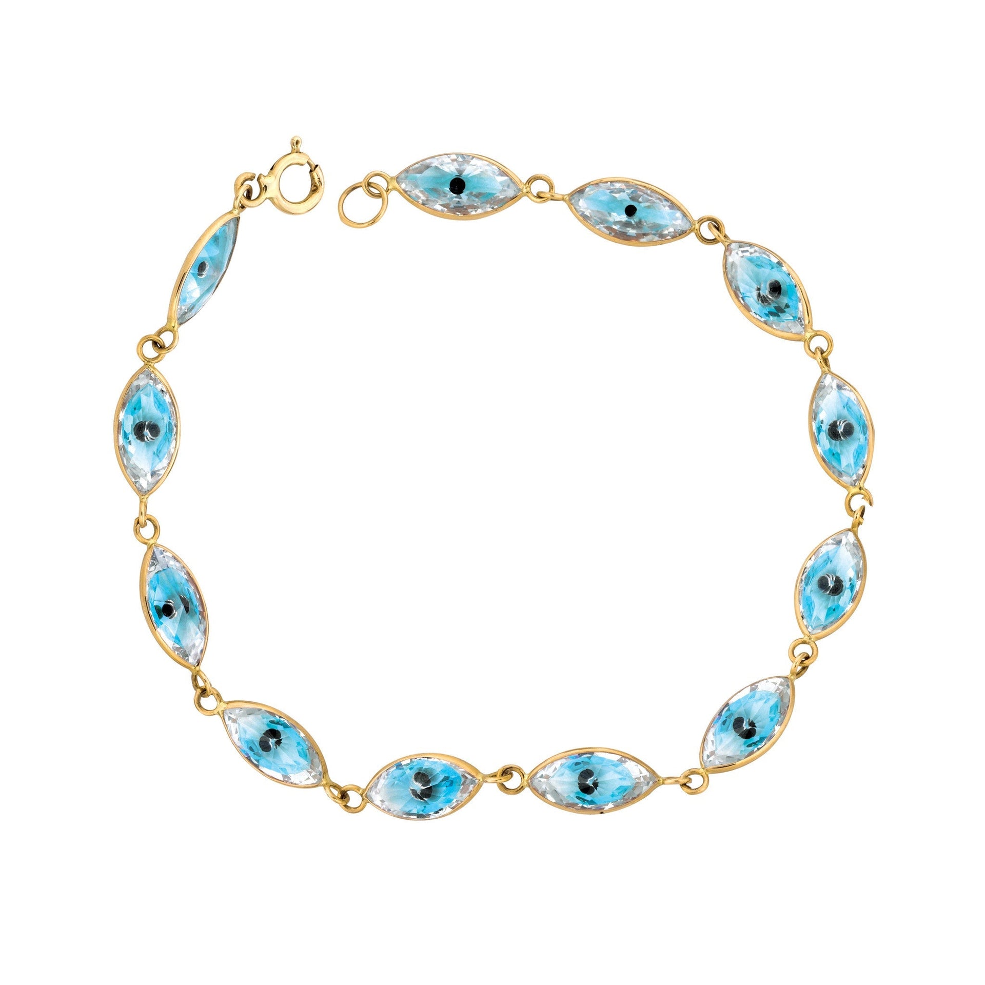 Evil Eyes Marquise Bracelet Yellow Gold