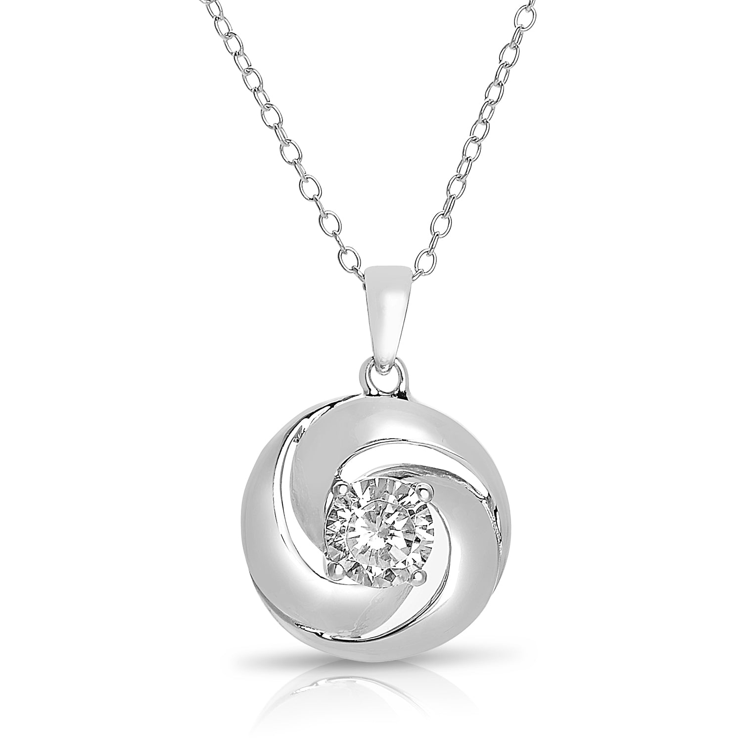 Sterling Silver White Cubic Zirconia Pendant Necklace