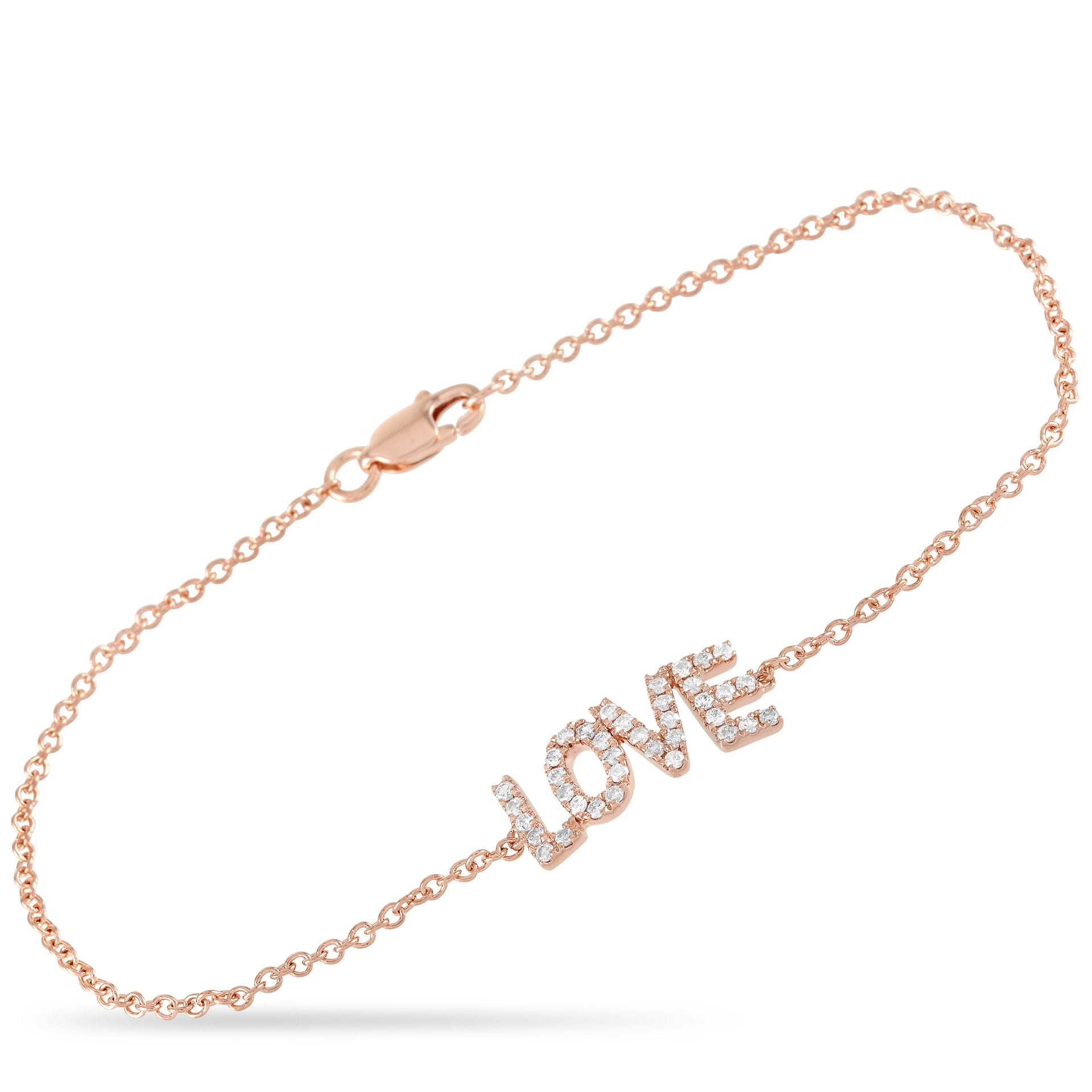 14K Rose Gold 0.30 ct Diamond Love Bracelet