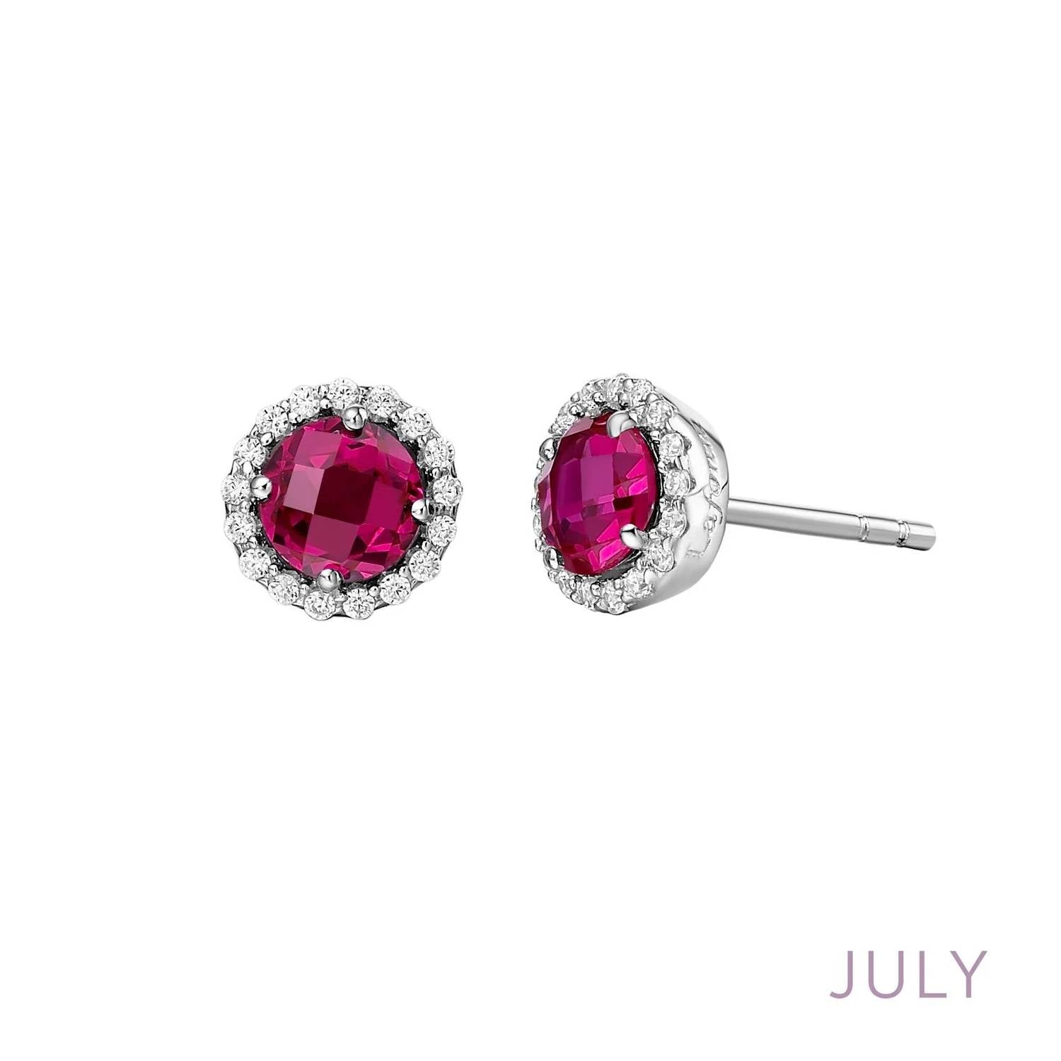 July Birthstone Earrings In Ruby/silver