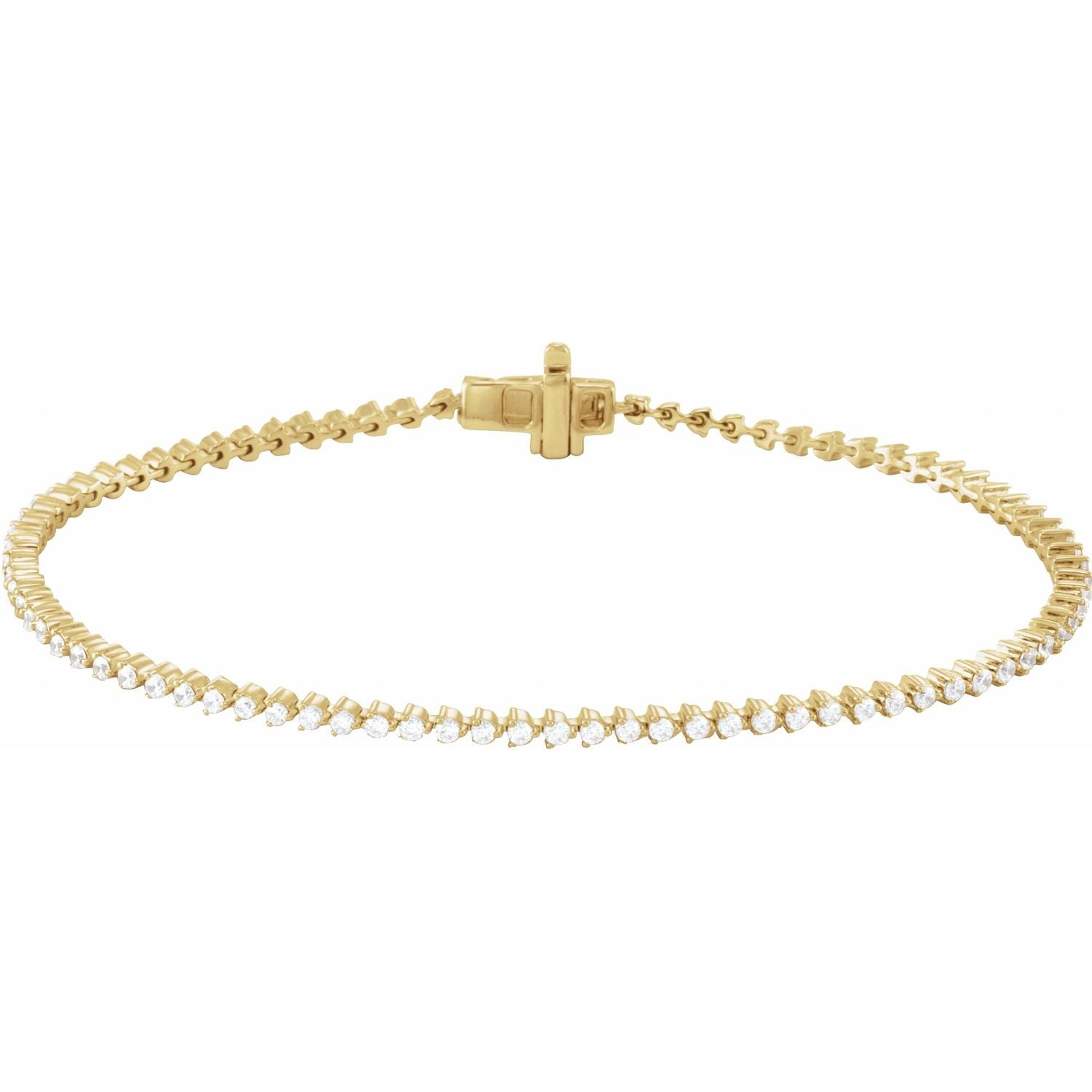 14k Yellow Gold 1 1/2 Ctw Lab-grown Diamond Line Bracelet 7.25'