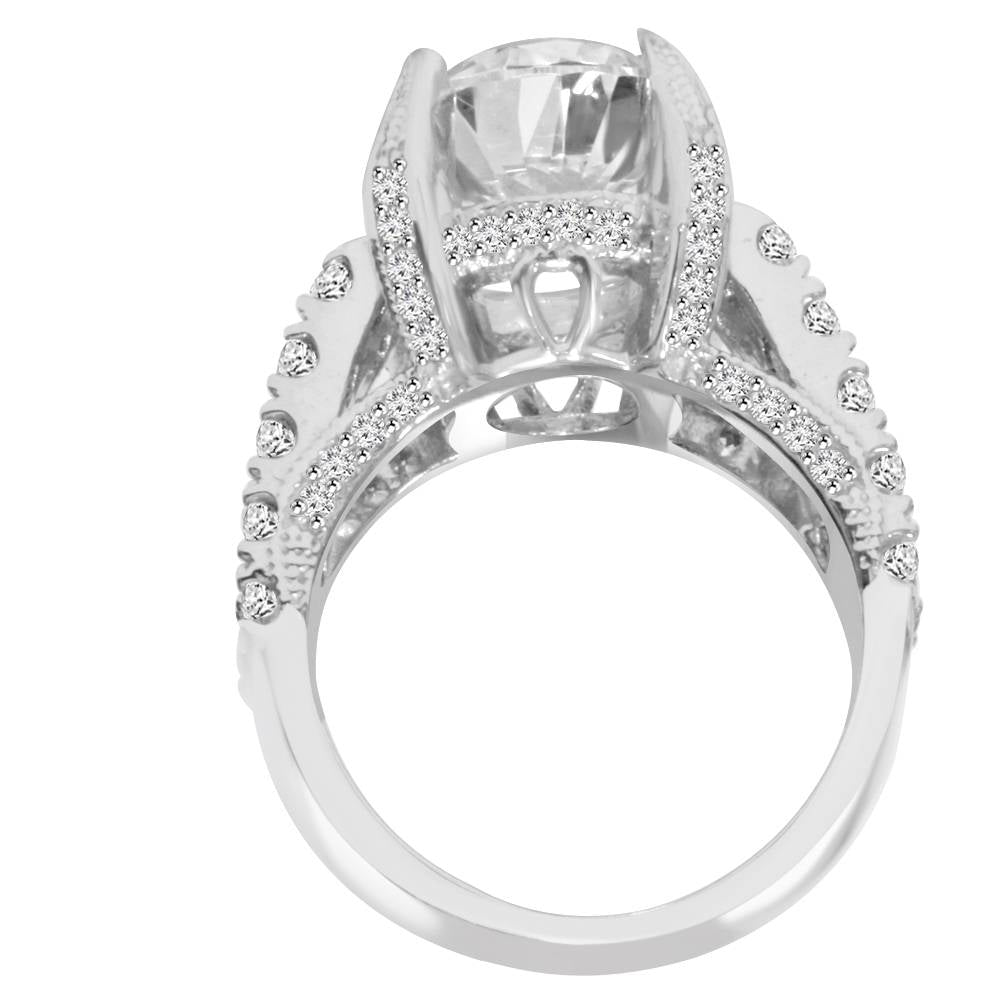 Certified 4.50 Ct Lab Grown Diamond Engagement Ring 14K White Gold Vintage