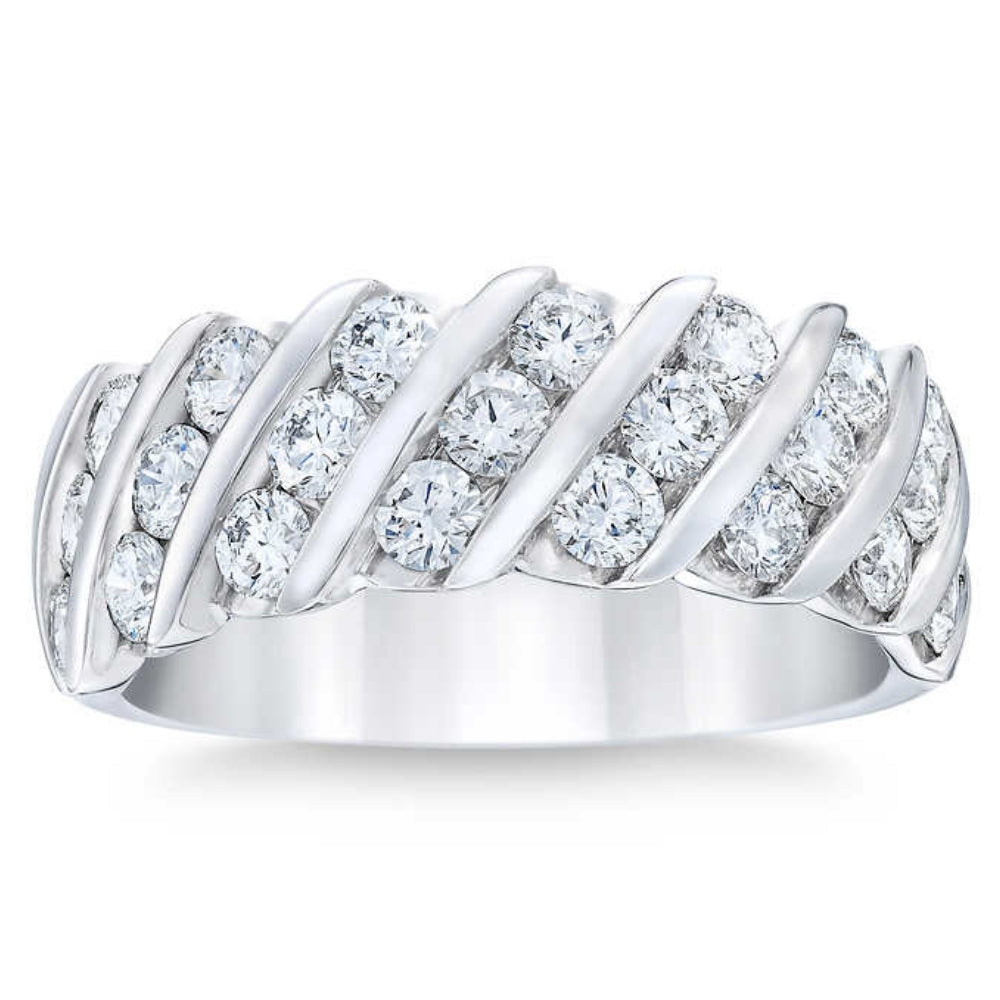 Platinum 1 1/2 ct Diamond Wedding Multi-Row Anniversary Ring