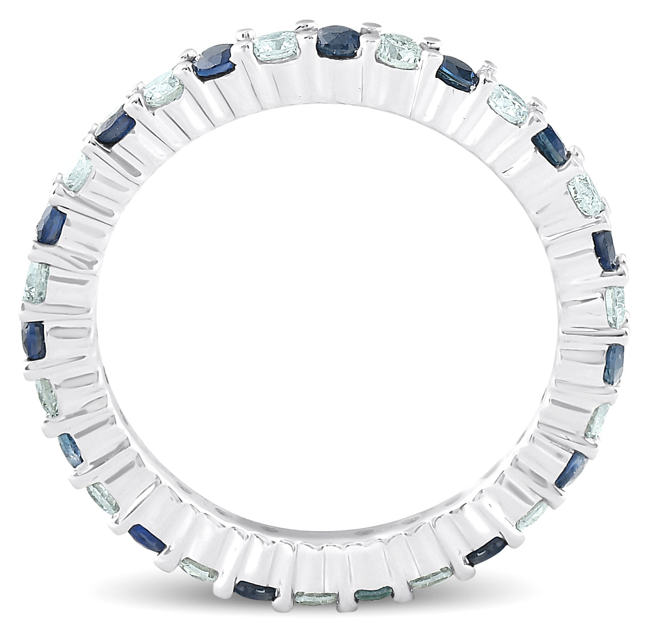 1 cttw Blue Sapphire Diamond Wedding Eternity Ring 14k White Gold