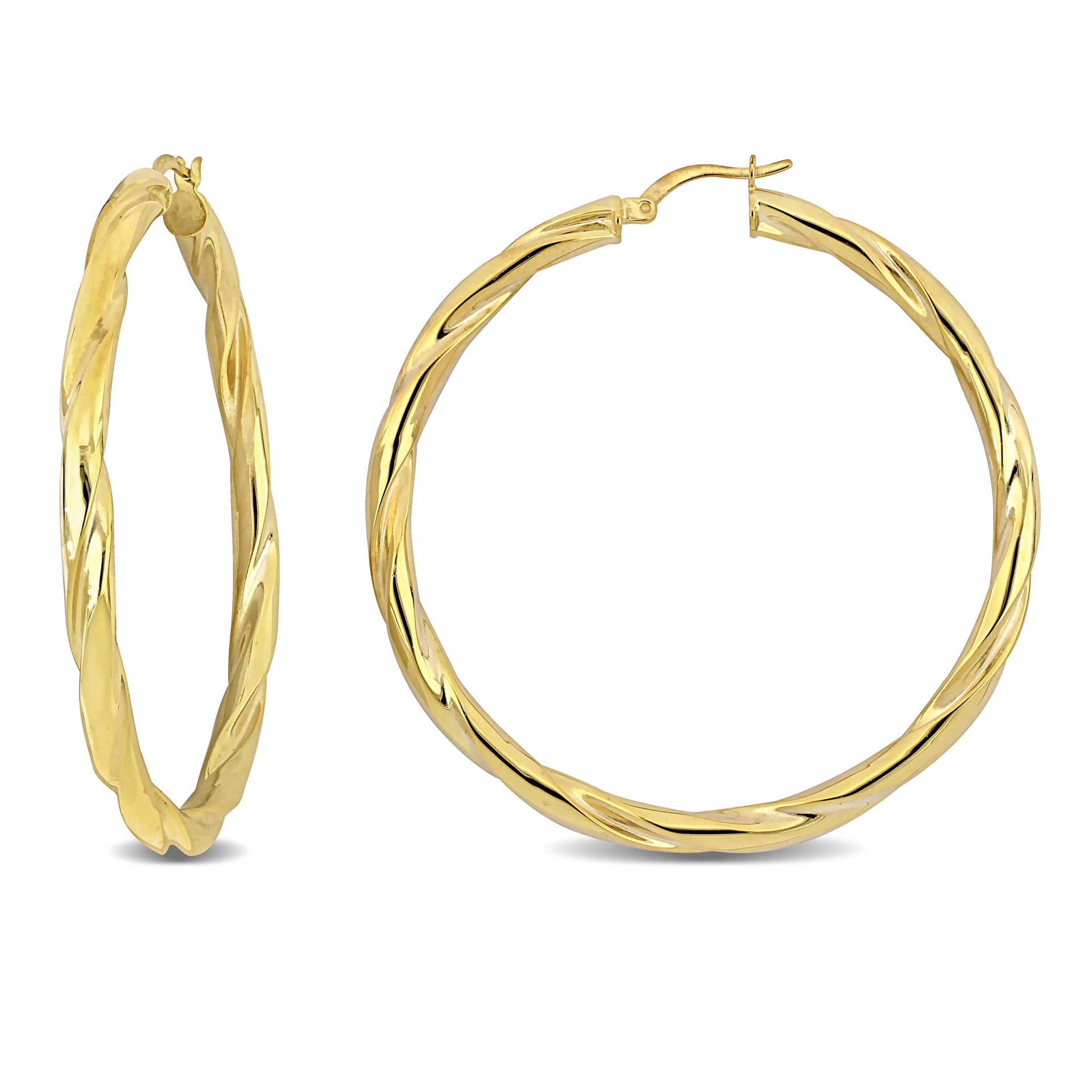 Mimi & Max 58x4mm Twist Hoop Earrings in Yellow Plated Silver