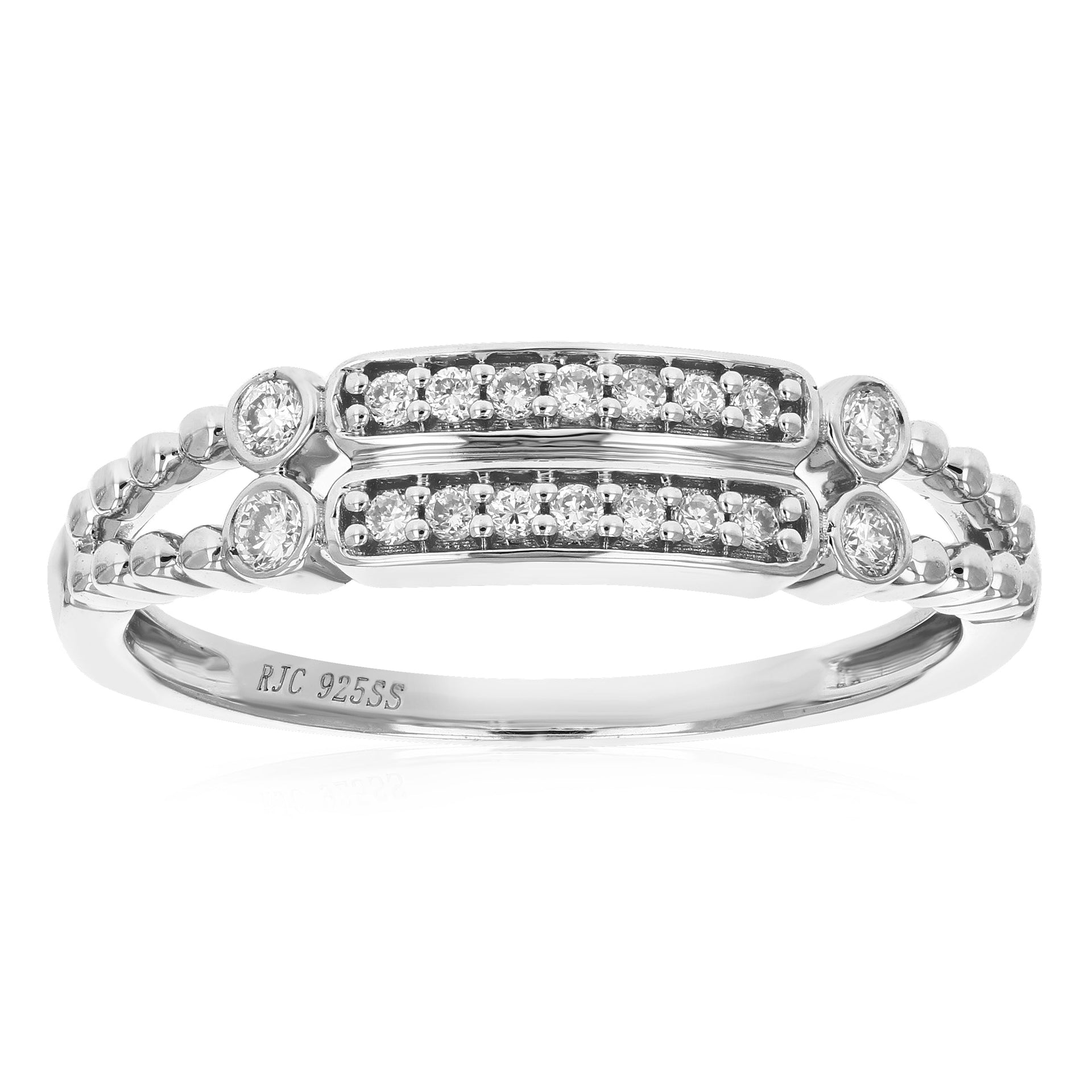 1/5 cttw 18 Stones Round Cut Lab Grown Diamond Engagement Ring .925 Sterling Silver Prong Set