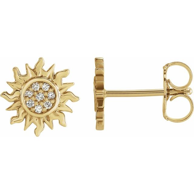 Round-Cut Diamond Earrings in 14K Yellow Gold