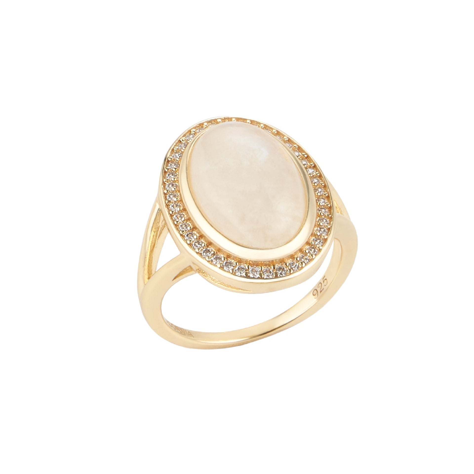 Adornia Moonstone Halo Ring 14k gold vermeil