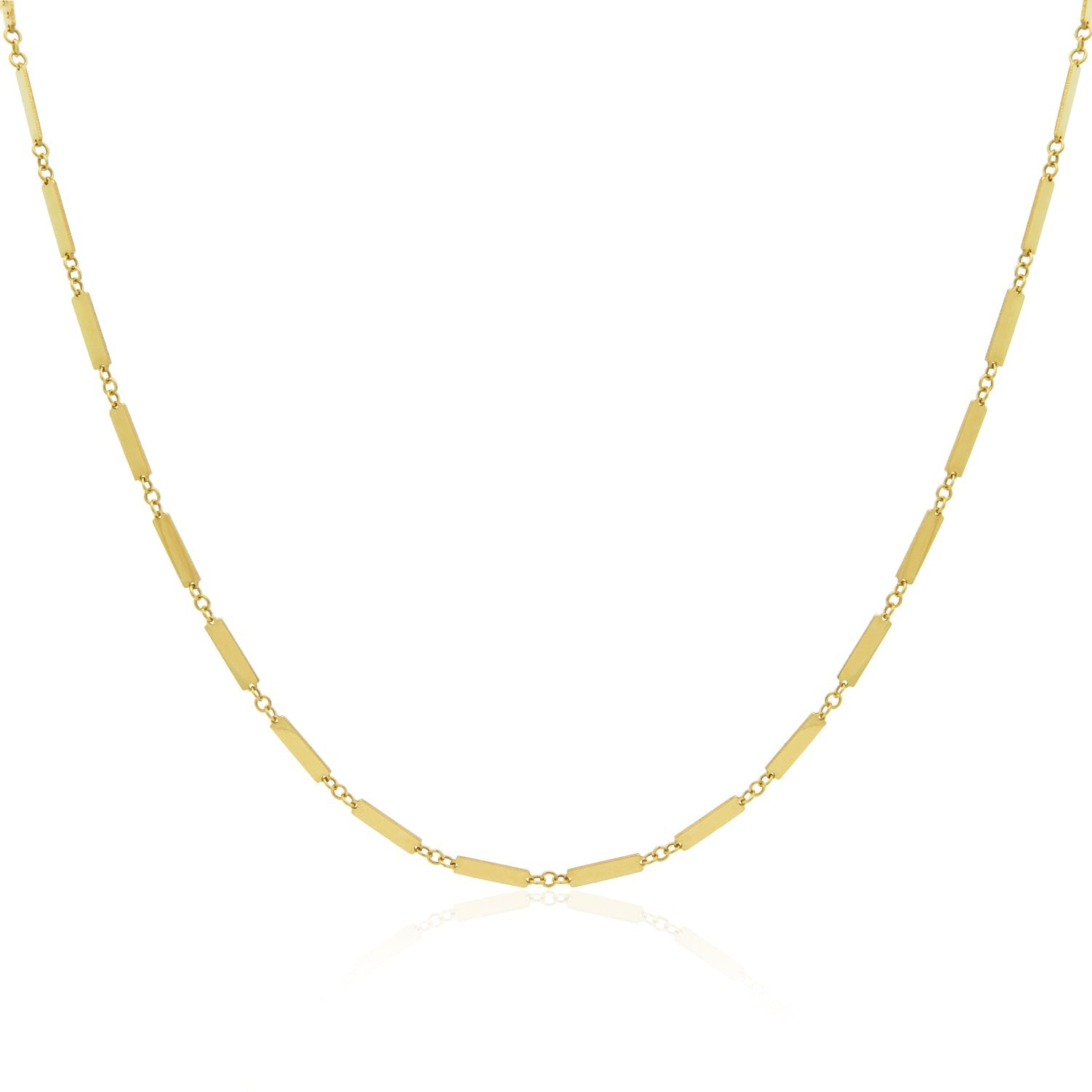Gold Link Bar Chain Necklace 18 Inches