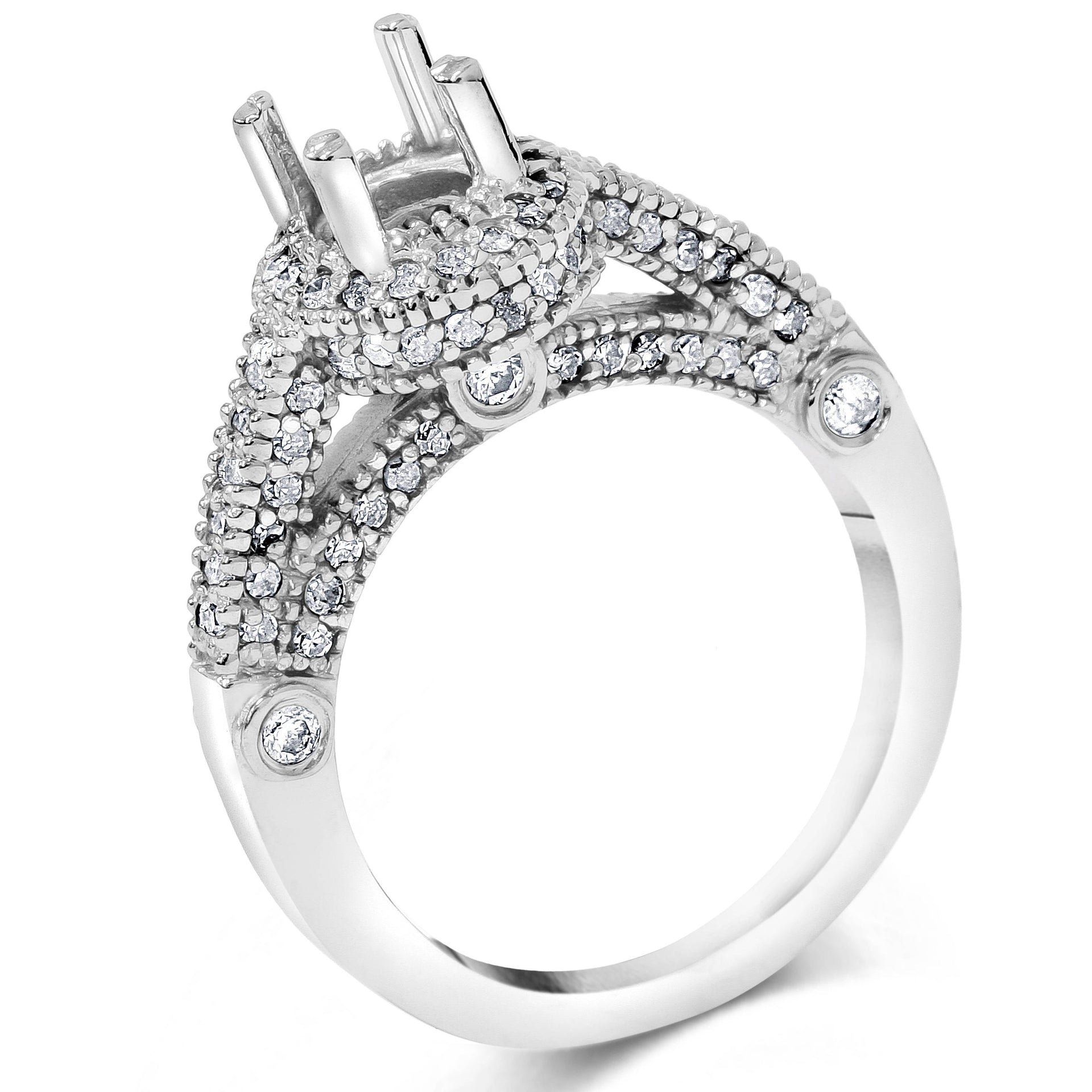 3/4ct Vintage Halo Ring Setting 14K White Gold