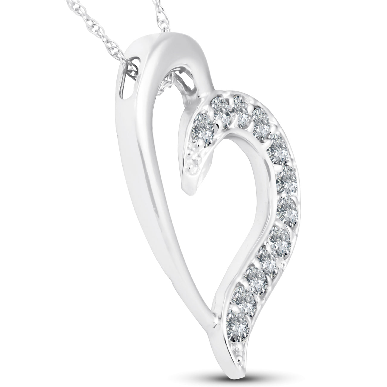 1/2 CT Diamond Heart Pendant 10K White Gold