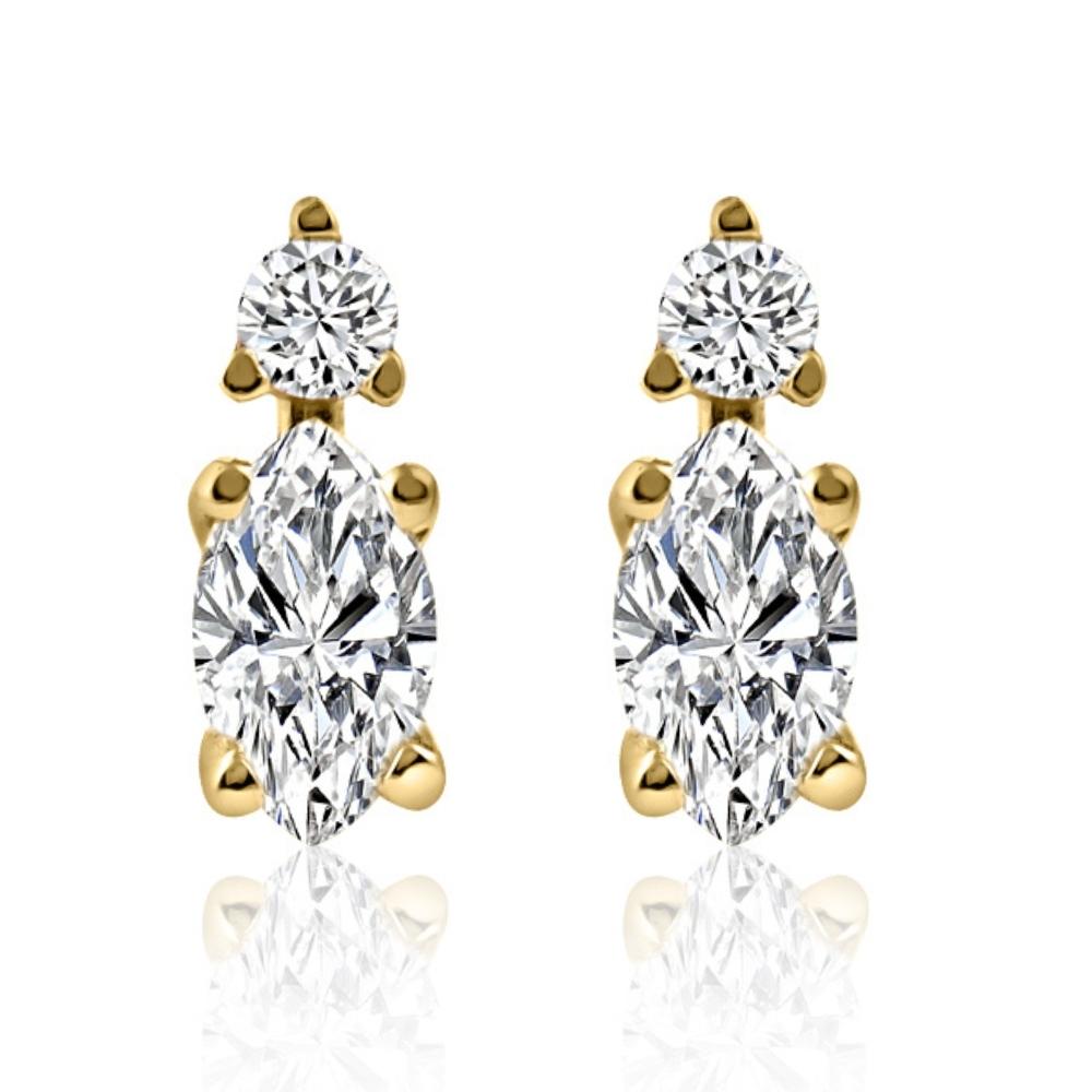 3/8 ct Marquise Natural Diamond Studs 14K Yellow Gold