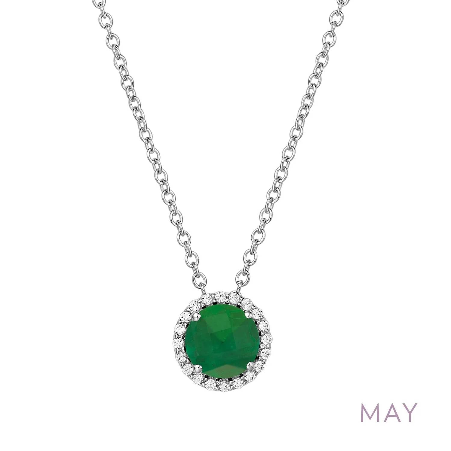 May Birthstone Necklace In Emerald/silver