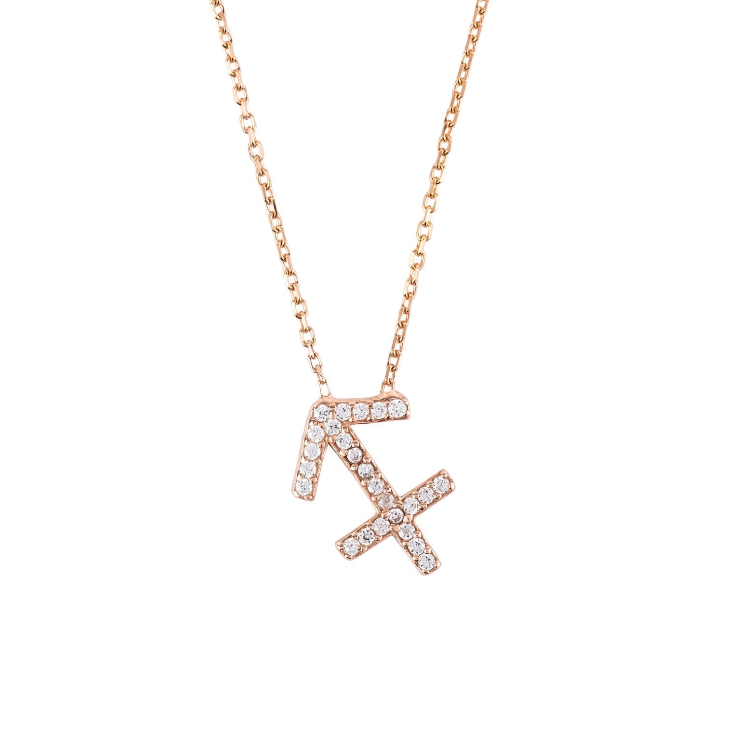 Zodiac Star Sign Pendant Necklace Rose Gold Sagittarius