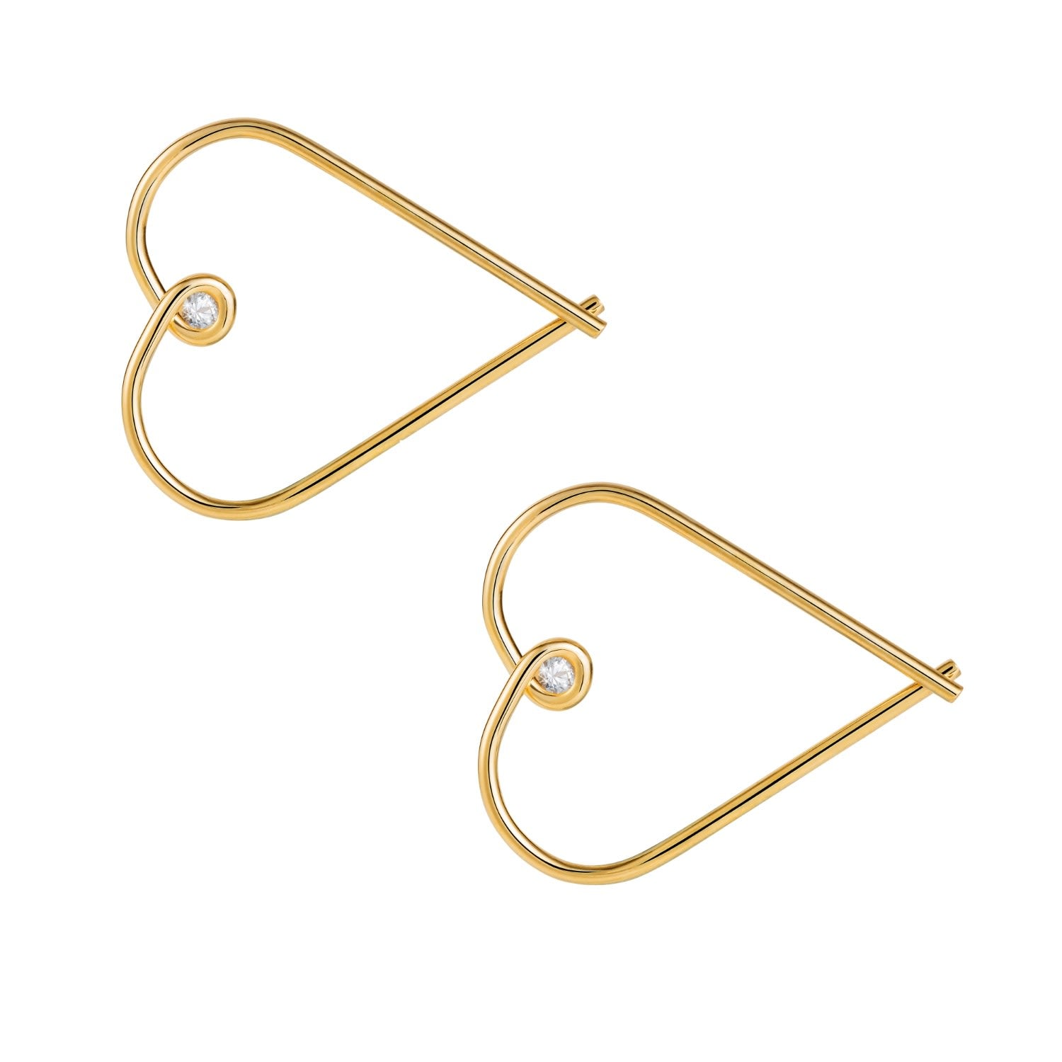 Heart Hoop Earrings - Diamonds & Gold
