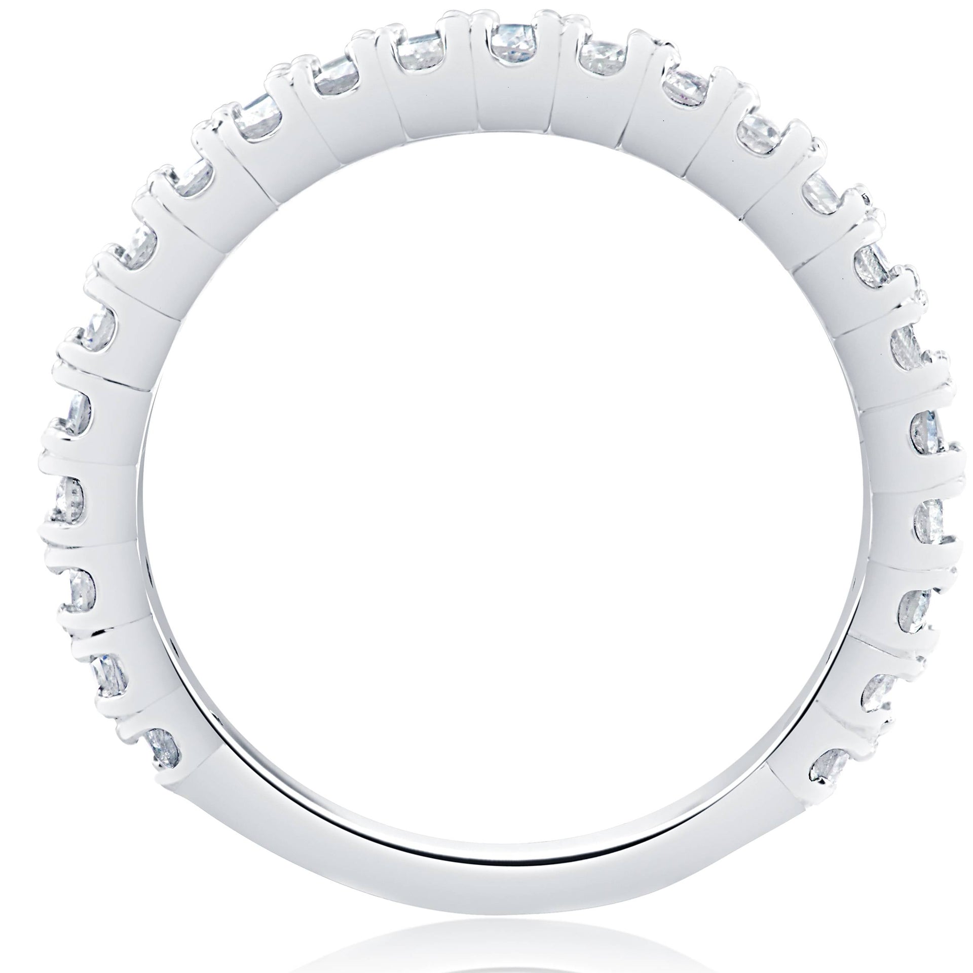 1 1/2 ct Half Eternity Double Row Diamond Wedding Stackable Ring 14K White Gold