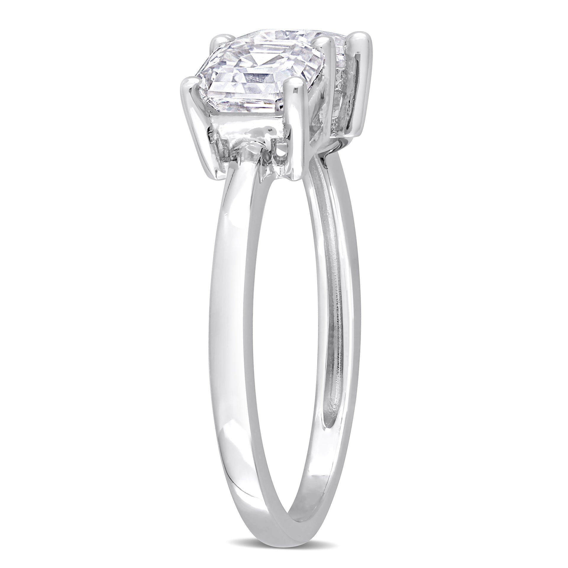 1 4/5 CT TGW Heart-Shape and Octagon Asscher-Cut Created Moissanite 2-Stone Ring in Sterling Silver