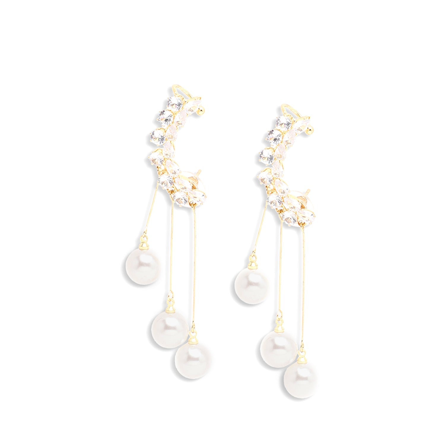 Gold Color Gold Plated Party Pearls Drop Earring For Women's