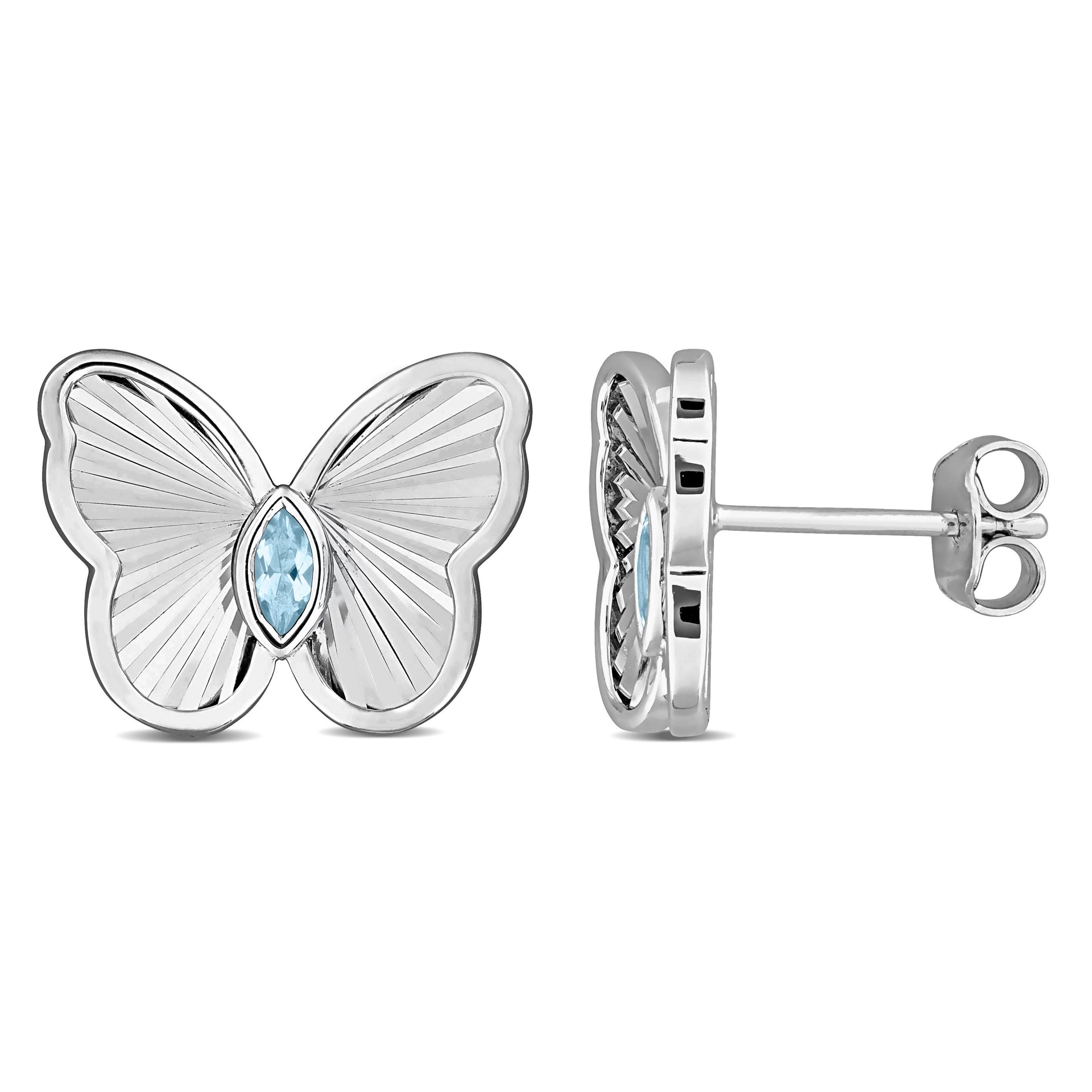 Mimi & Max 1/4ct TGW Marquise-Cut Sky Blue Topaz Butterfly Stud Earrings in Sterling Silver
