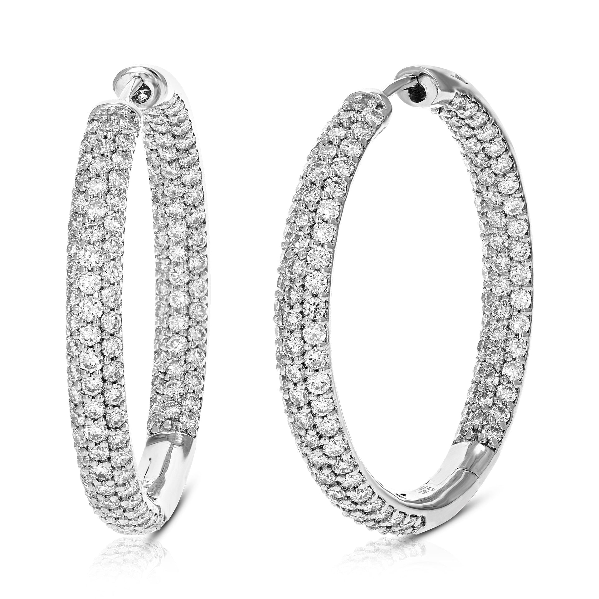 4 cttw Round Lab Grown Diamond Hoop Earring .925 Sterling Silver Prong Set