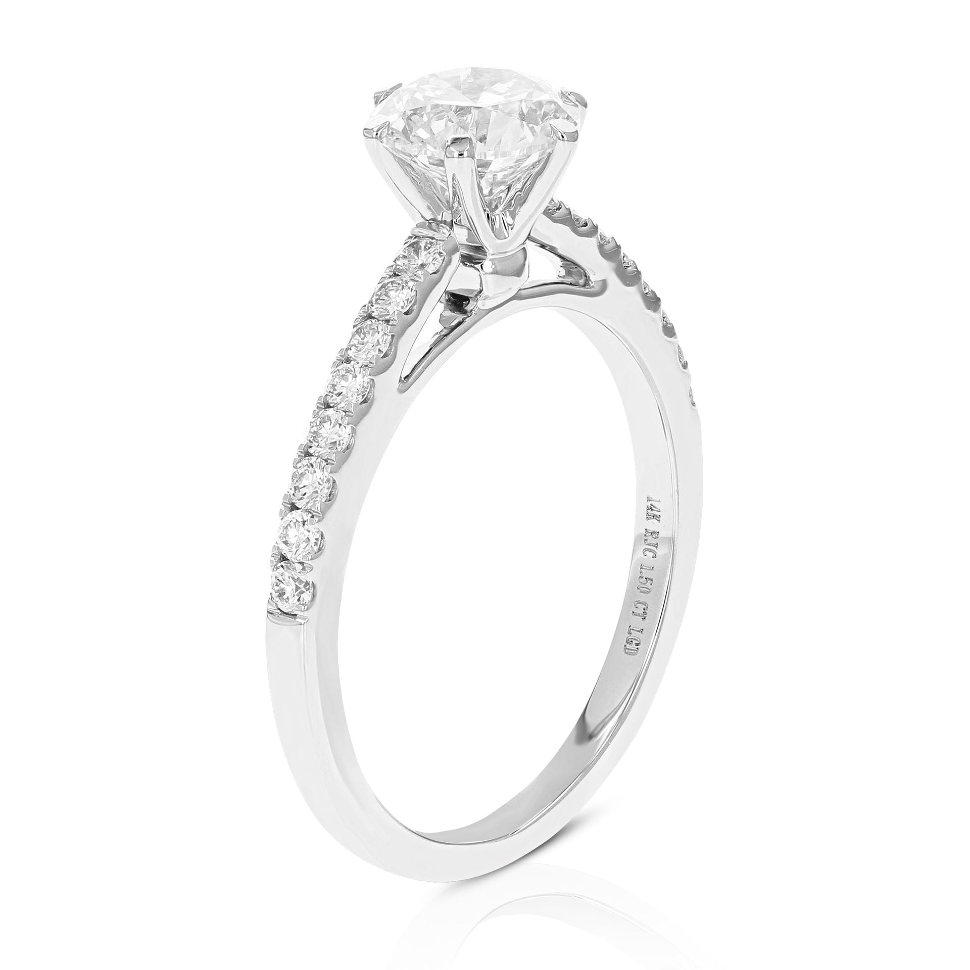 1.50 cttw Wedding Engagement Ring for Women, Round Lab Grown Diamond Ring in 14K White Gold, Prong Setting