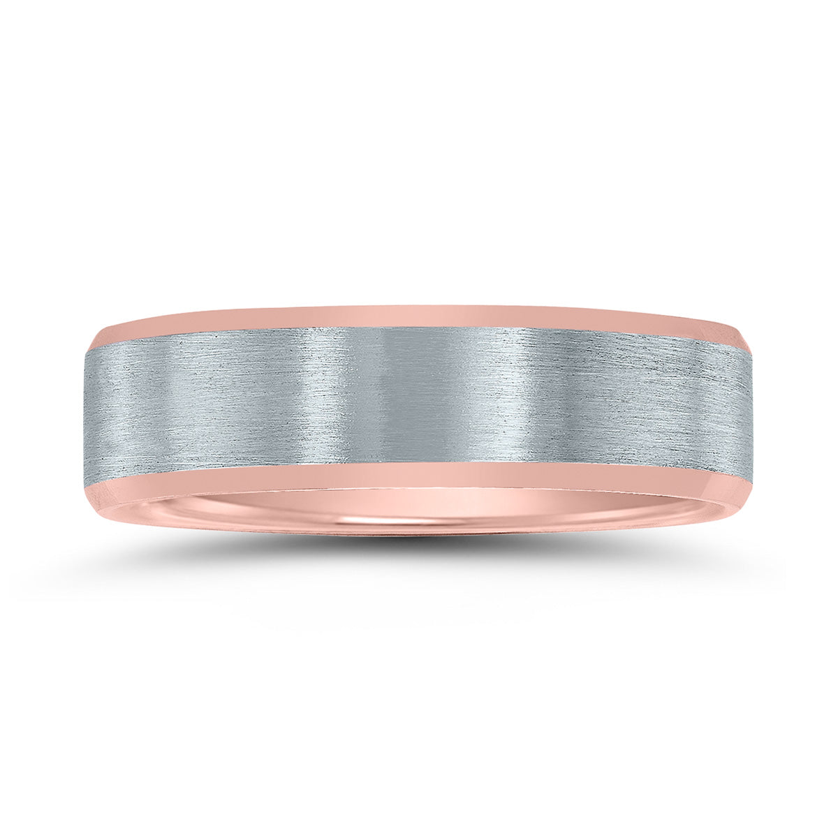 6Mm Contemporary Two Tone 10K And Rose Gold Wedding Band