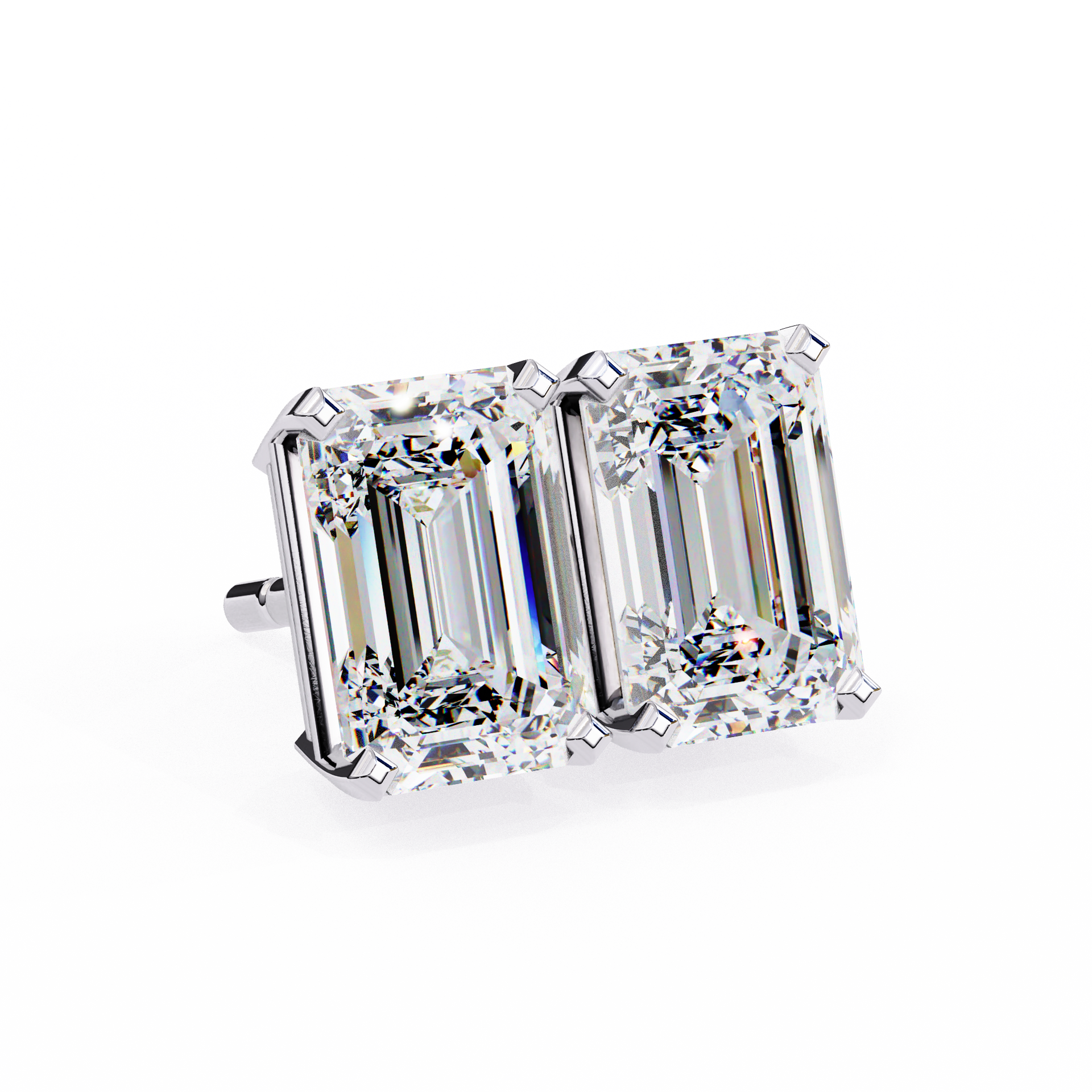 Emerald-Cut Lab-grown Diamond Solitaire Studs in 10K White Gold