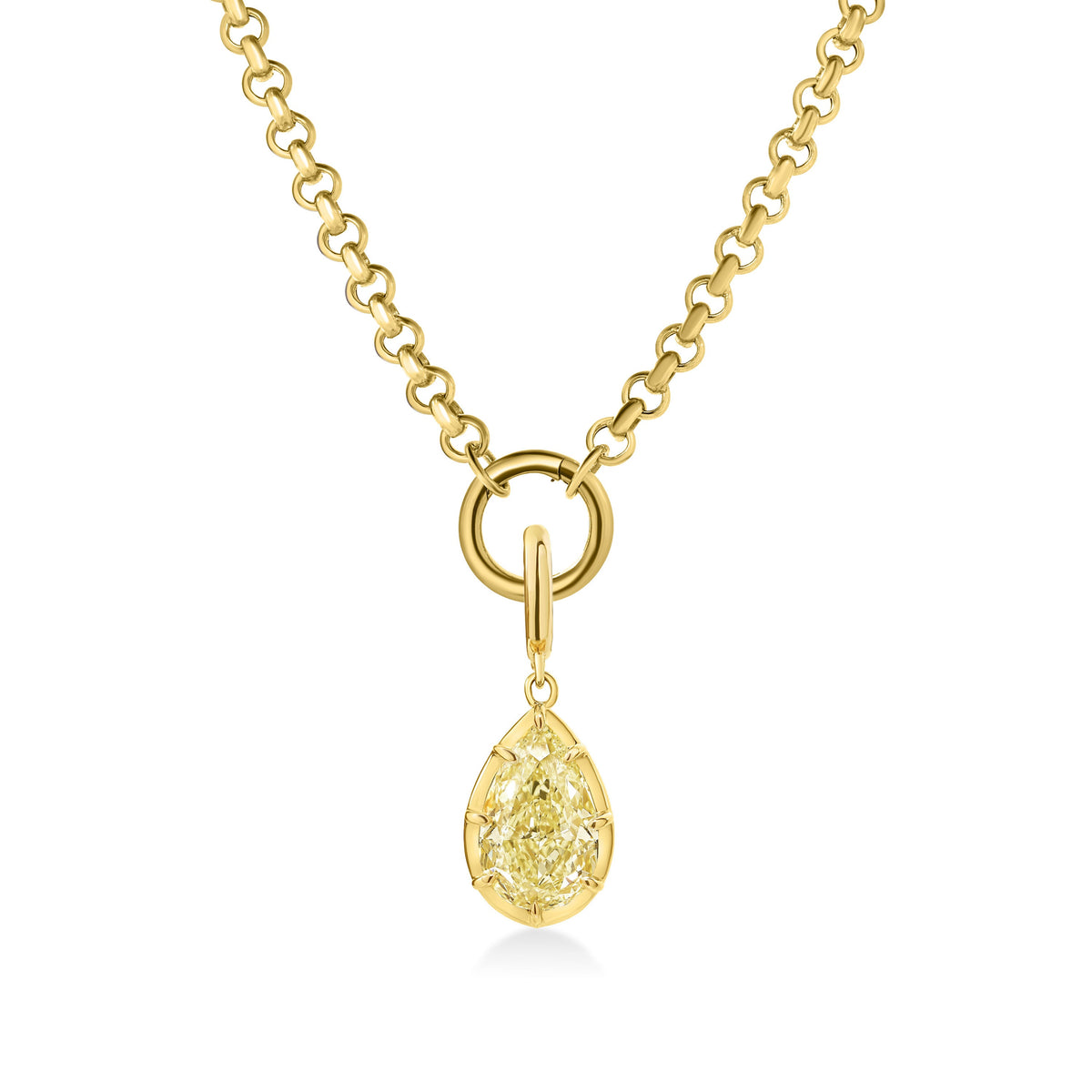 Georgian Pear Yellow Lab Diamond Rolo Necklace