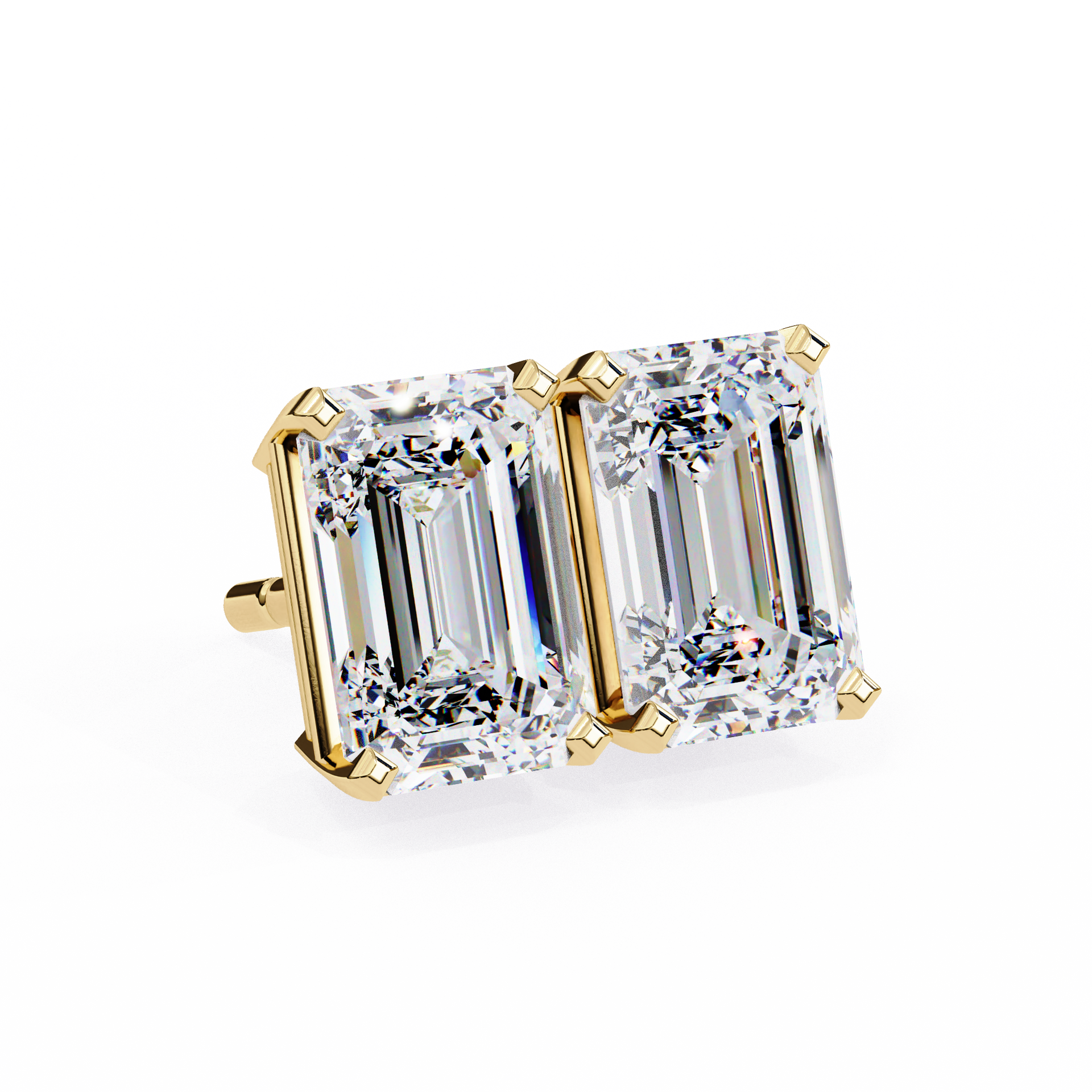 Emerald-Cut Lab-grown Diamond Solitaire Studs in 10K White Gold