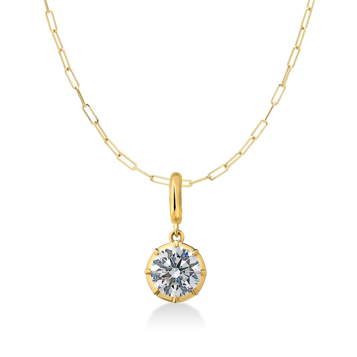 Georgian Round Lab Diamond Paperclip Necklace