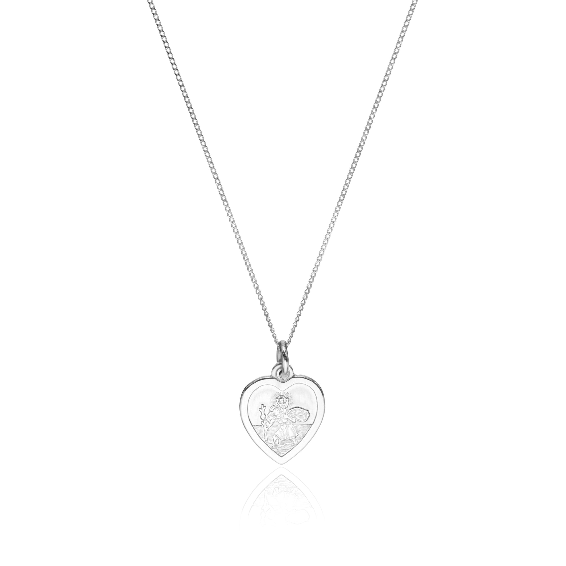 Silver Small Heart St Christopher Necklace