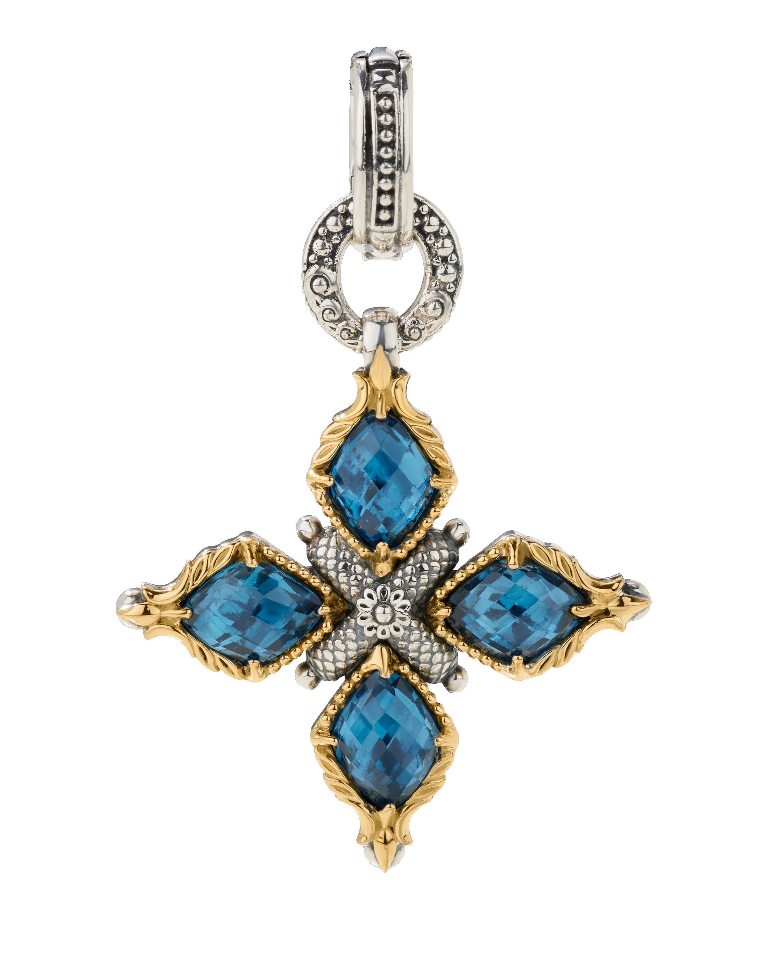 Konstantino Anthos Sterling Silver 18k Gold & Spinel Cross Pendant
