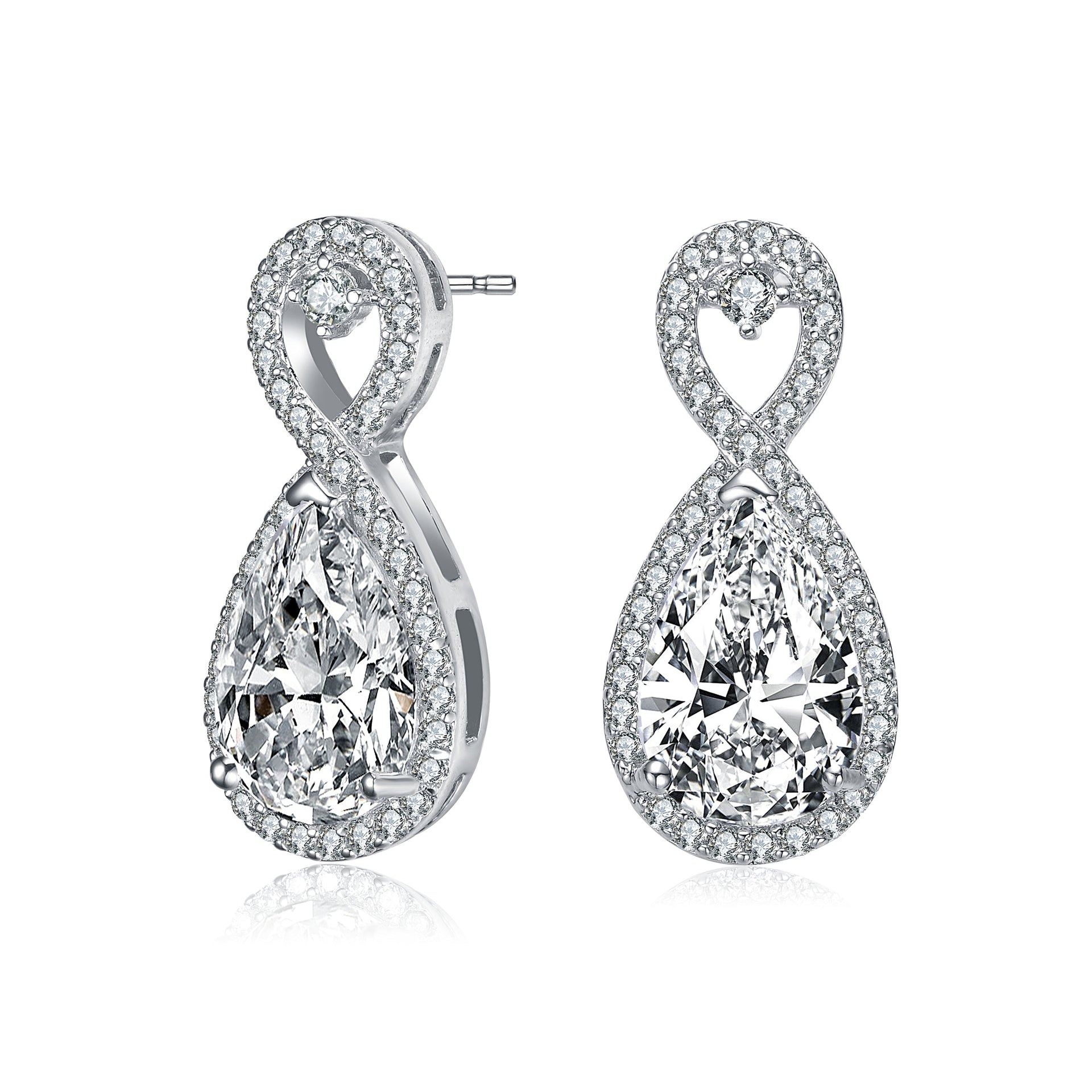 Sterling Silver Cubic Zirconia Infinity Drop Earrings
