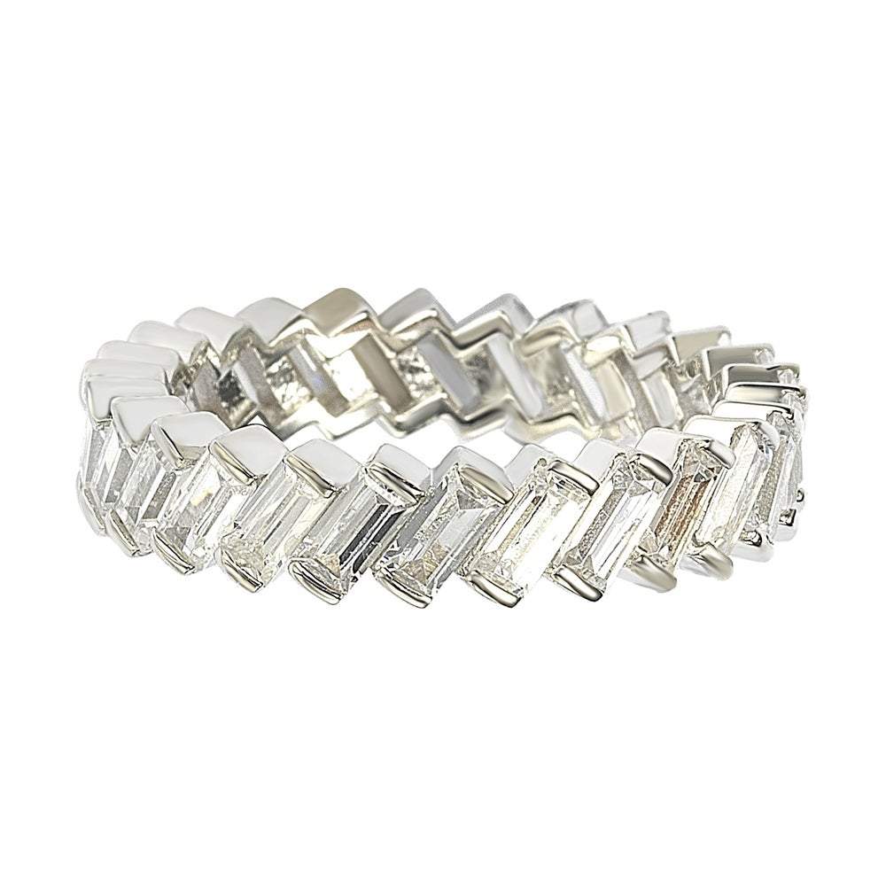 Suzy Levian Sterling Silver White Cubic Zirconia Bagguette Eternity Band