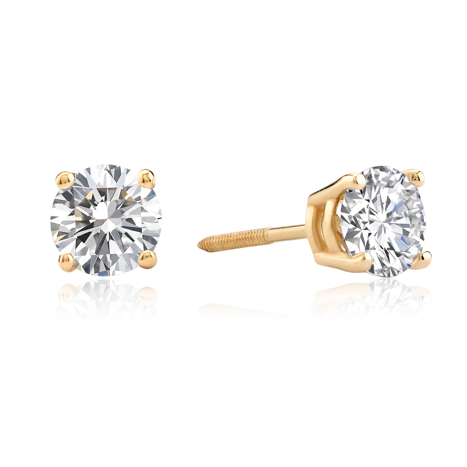Certified 14k Yellow Gold Lab Grown Diamond Solitaire Stud Earrings (1.0 ct.tw)