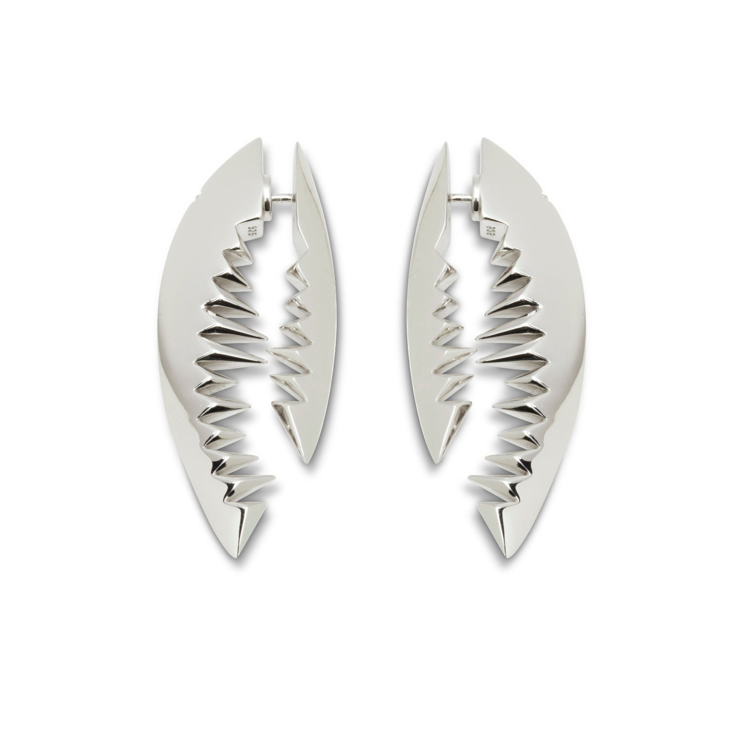 Shark Bite Silver Earrings