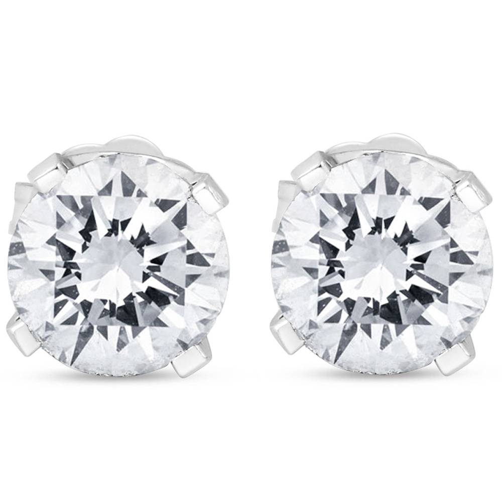 1 1/2 ct Diamond Push Push Studs Enhanced 14k White Gold