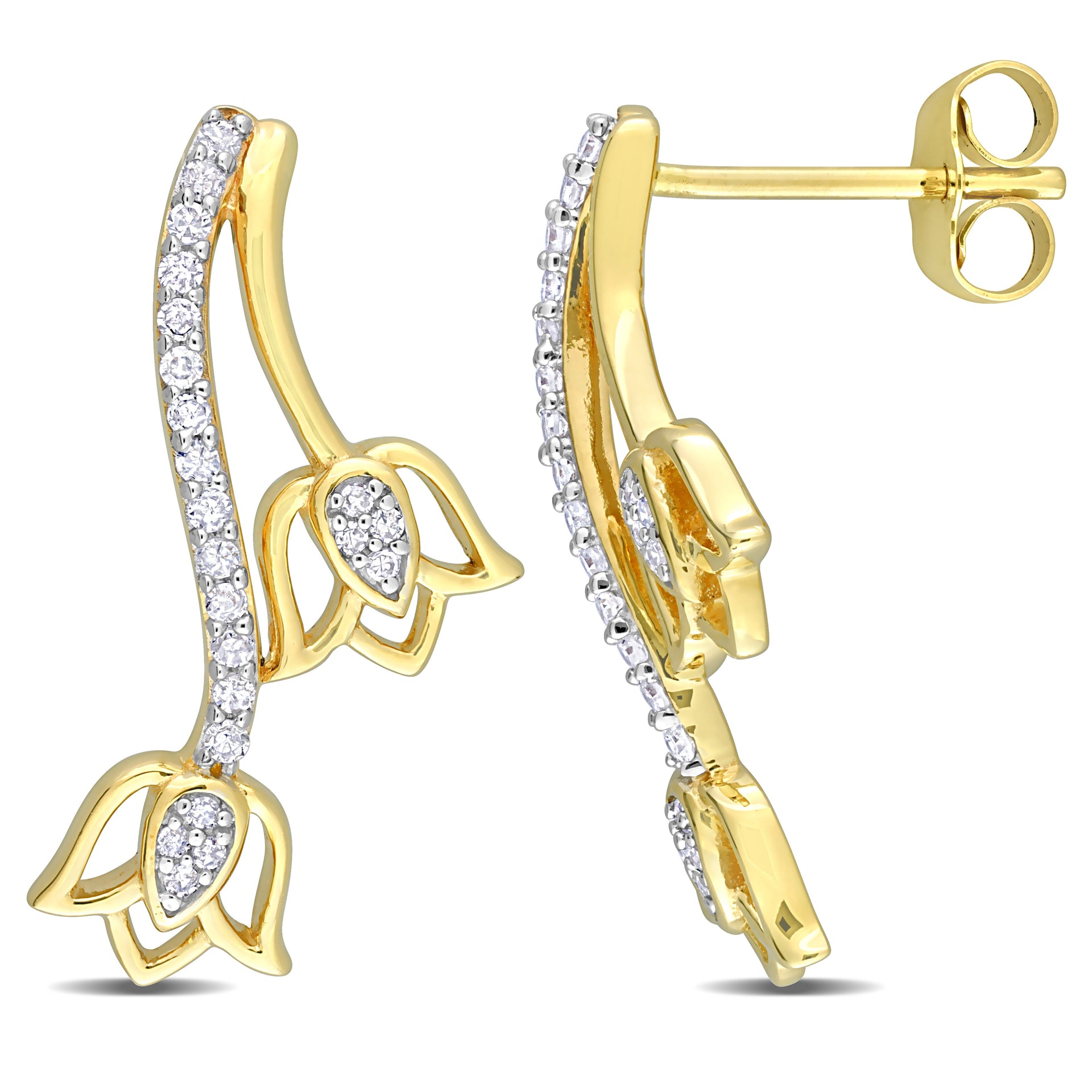 Mimi & Max 1/5ct TDW Diamond Floral Stud Earrings in 10k Yellow Gold