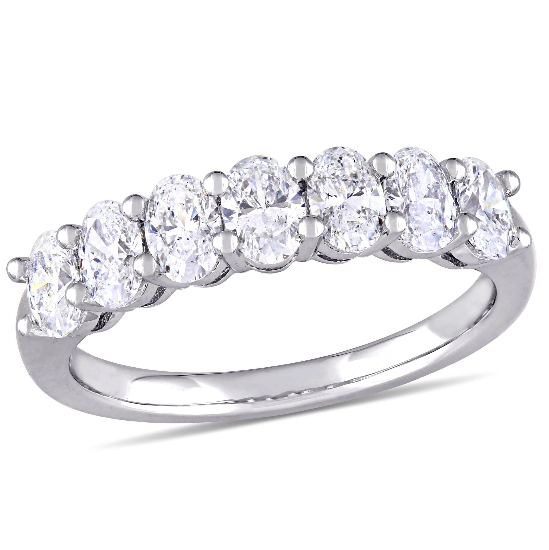 1 1/3ct TW Oval Cut Diamond Semi-Eternity Ring in 14k White Gold