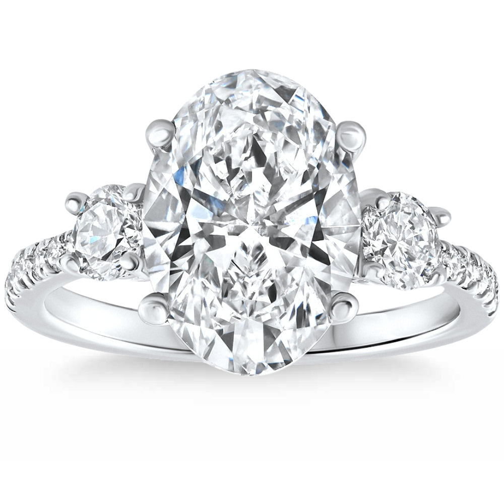 Certified 3 1/4ct Oval Diamond Engagement Ring 14k Gold Lab Grown